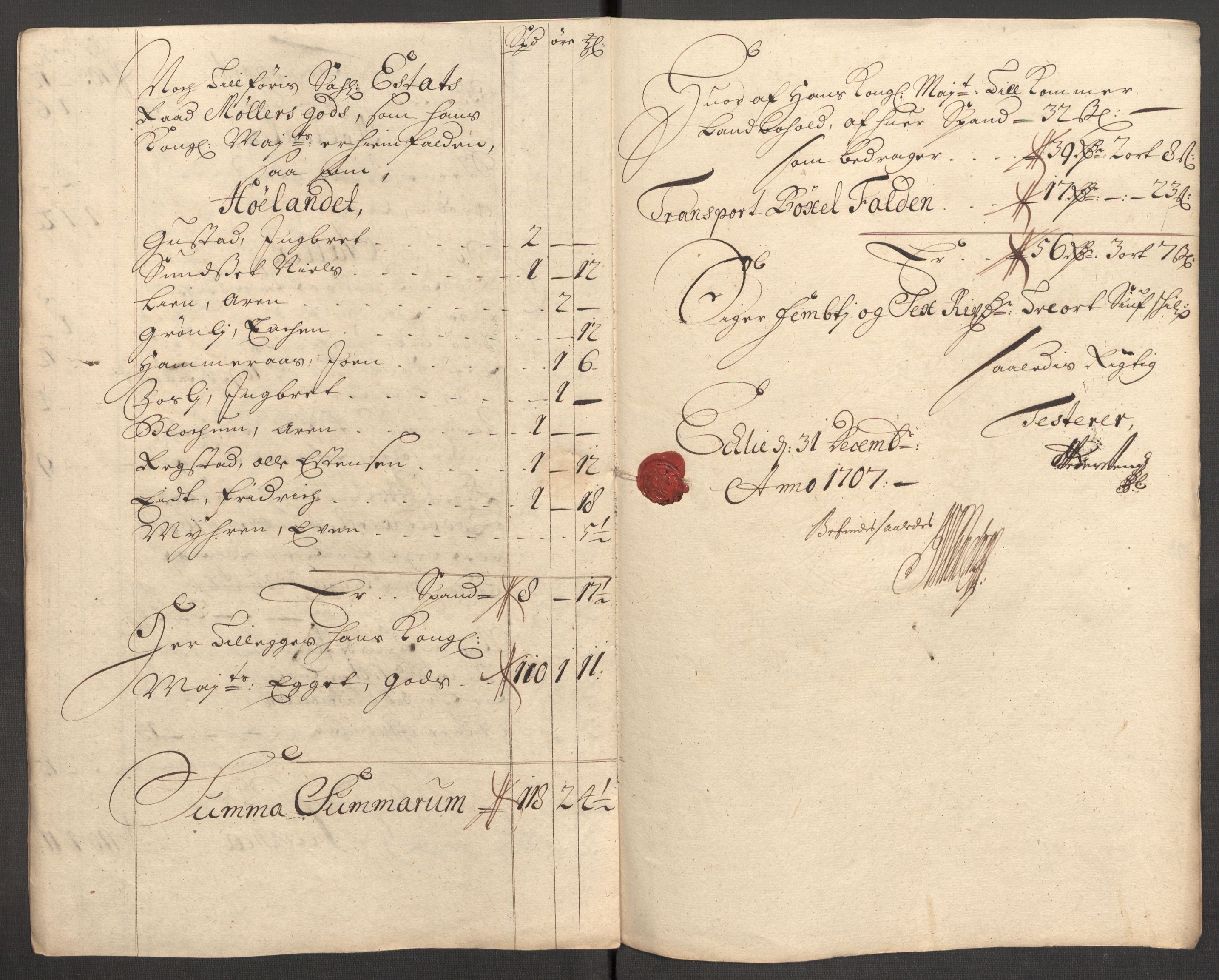 Rentekammeret inntil 1814, Reviderte regnskaper, Fogderegnskap, AV/RA-EA-4092/R60/L3957: Fogderegnskap Orkdal og Gauldal, 1707, p. 299