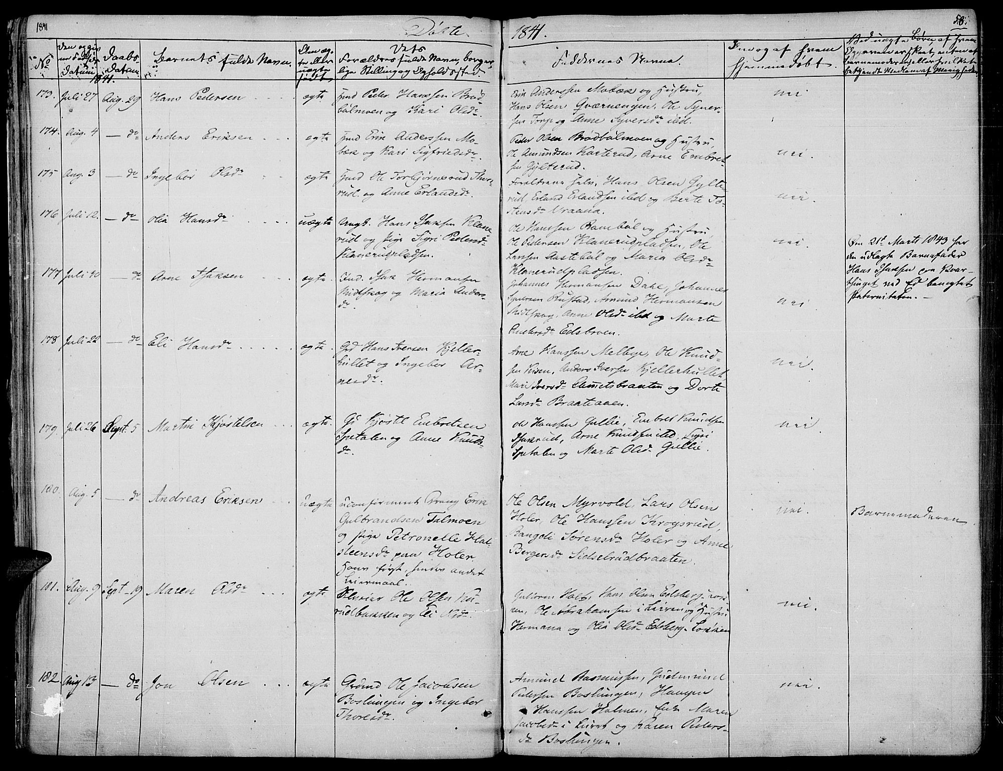 Vinger prestekontor, AV/SAH-PREST-024/H/Ha/Haa/L0008: Parish register (official) no. 8, 1839-1847, p. 58