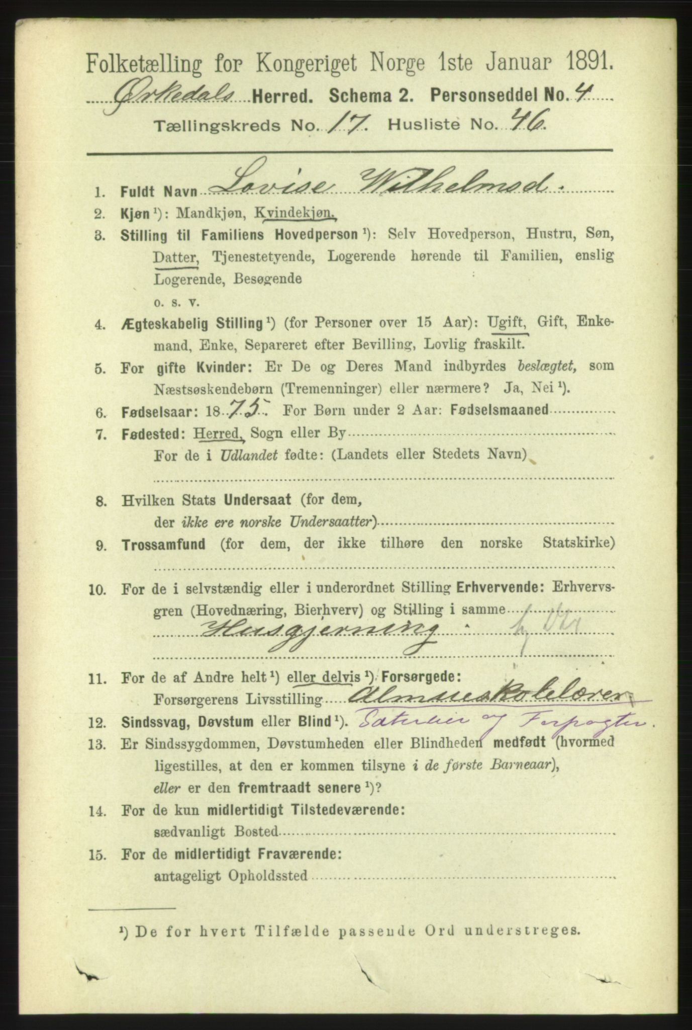 RA, 1891 census for 1638 Orkdal, 1891, p. 7631