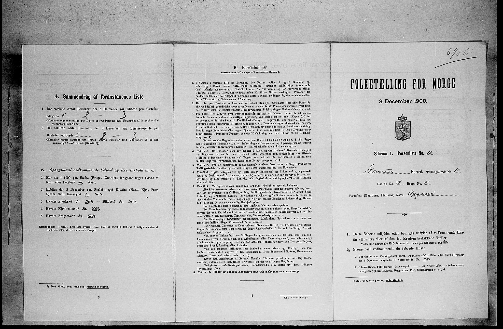 SAH, 1900 census for Elverum, 1900, p. 1613