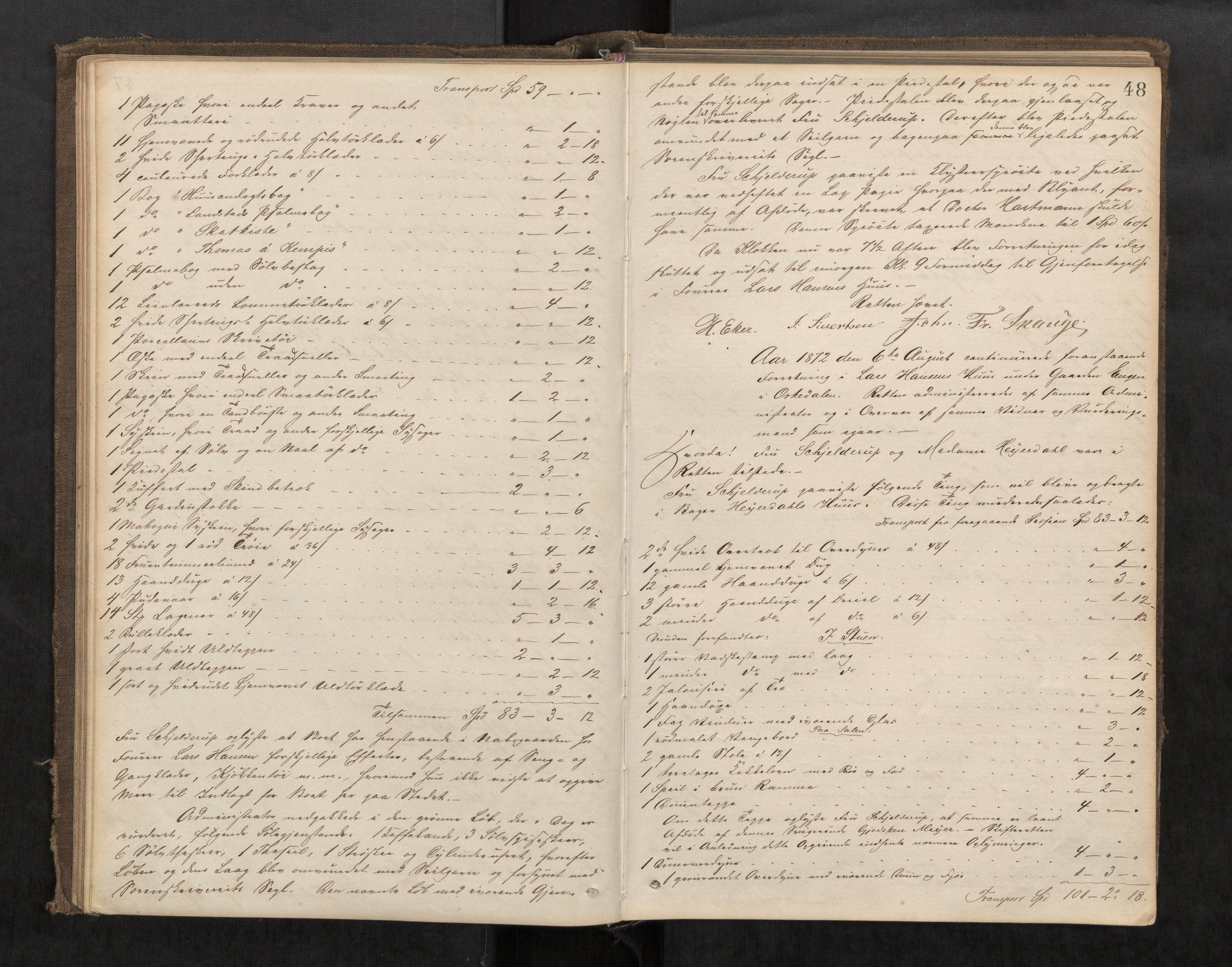 Orkdal sorenskriveri, AV/SAT-A-4169/1/3/3B/L0006: Skiftebehandlingsprotokoll, 1870-1885, p. 47b-48a