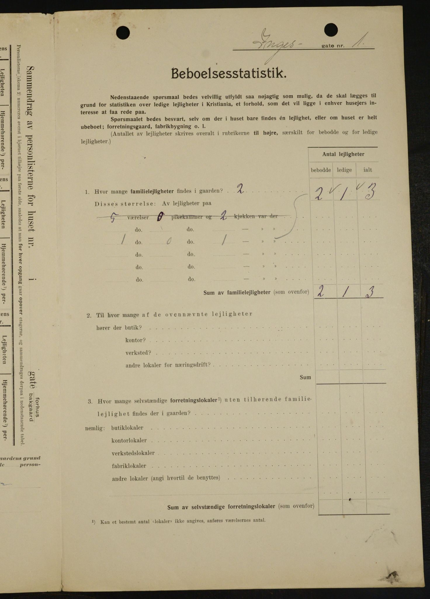 OBA, Municipal Census 1909 for Kristiania, 1909, p. 40132