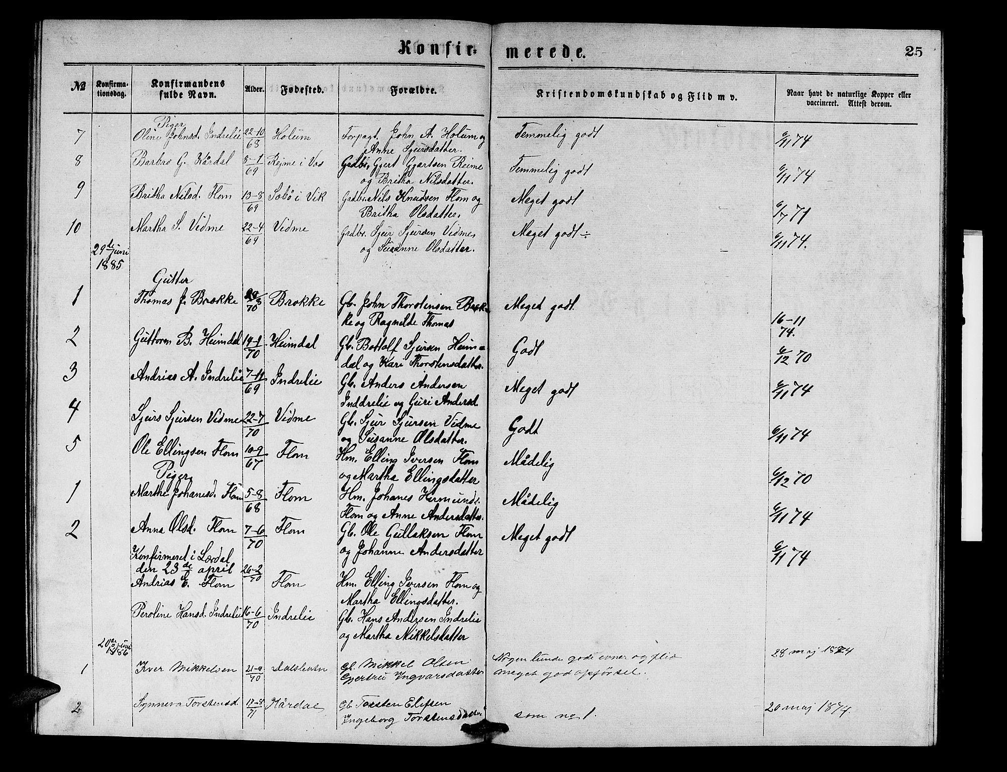 Aurland sokneprestembete, SAB/A-99937/H/Hb/Hbb/L0001: Parish register (copy) no. B 1, 1868-1887, p. 25