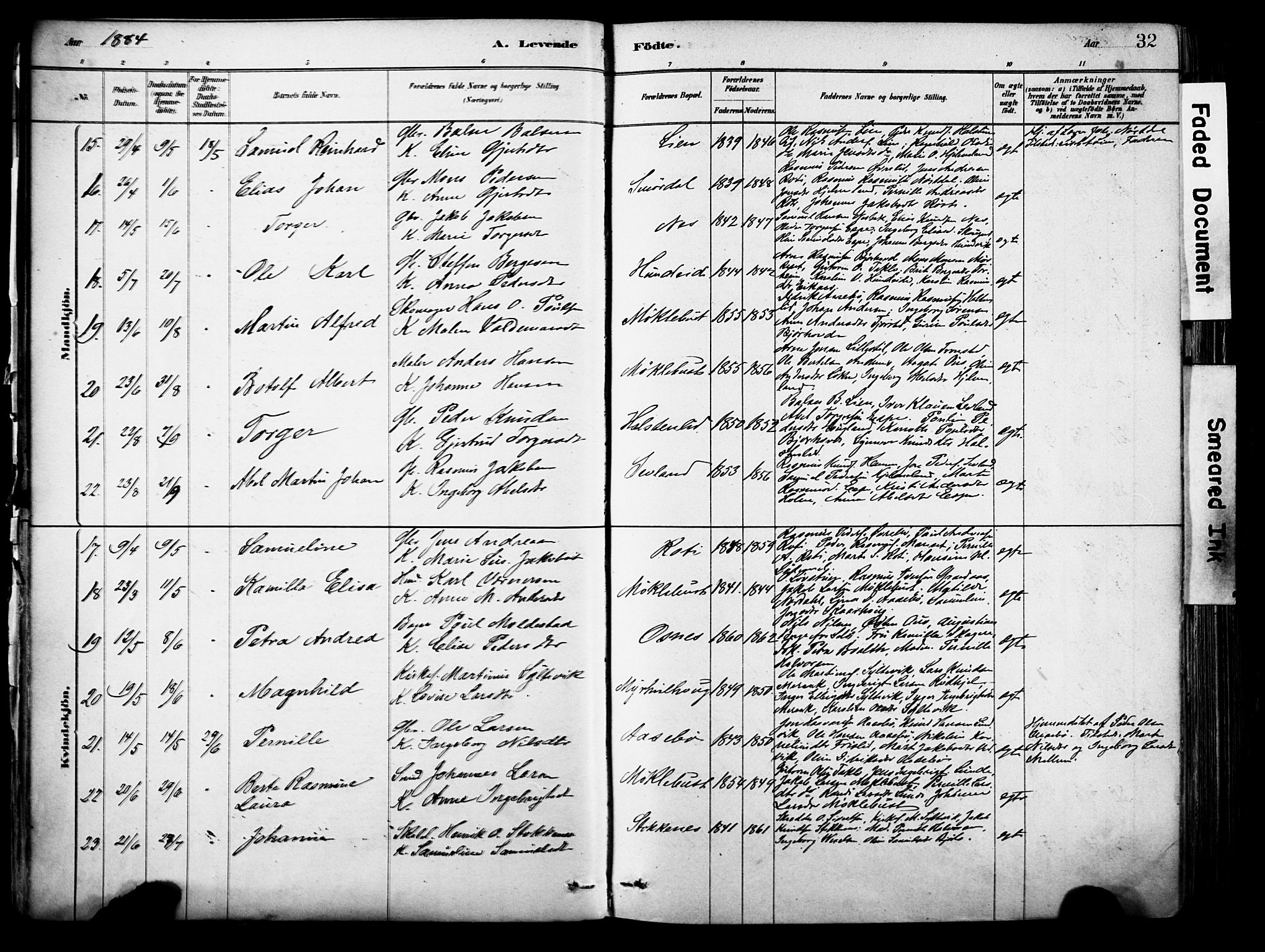 Eid sokneprestembete, AV/SAB-A-82301/H/Haa/Haab/L0001: Parish register (official) no. B 1, 1879-1906, p. 32