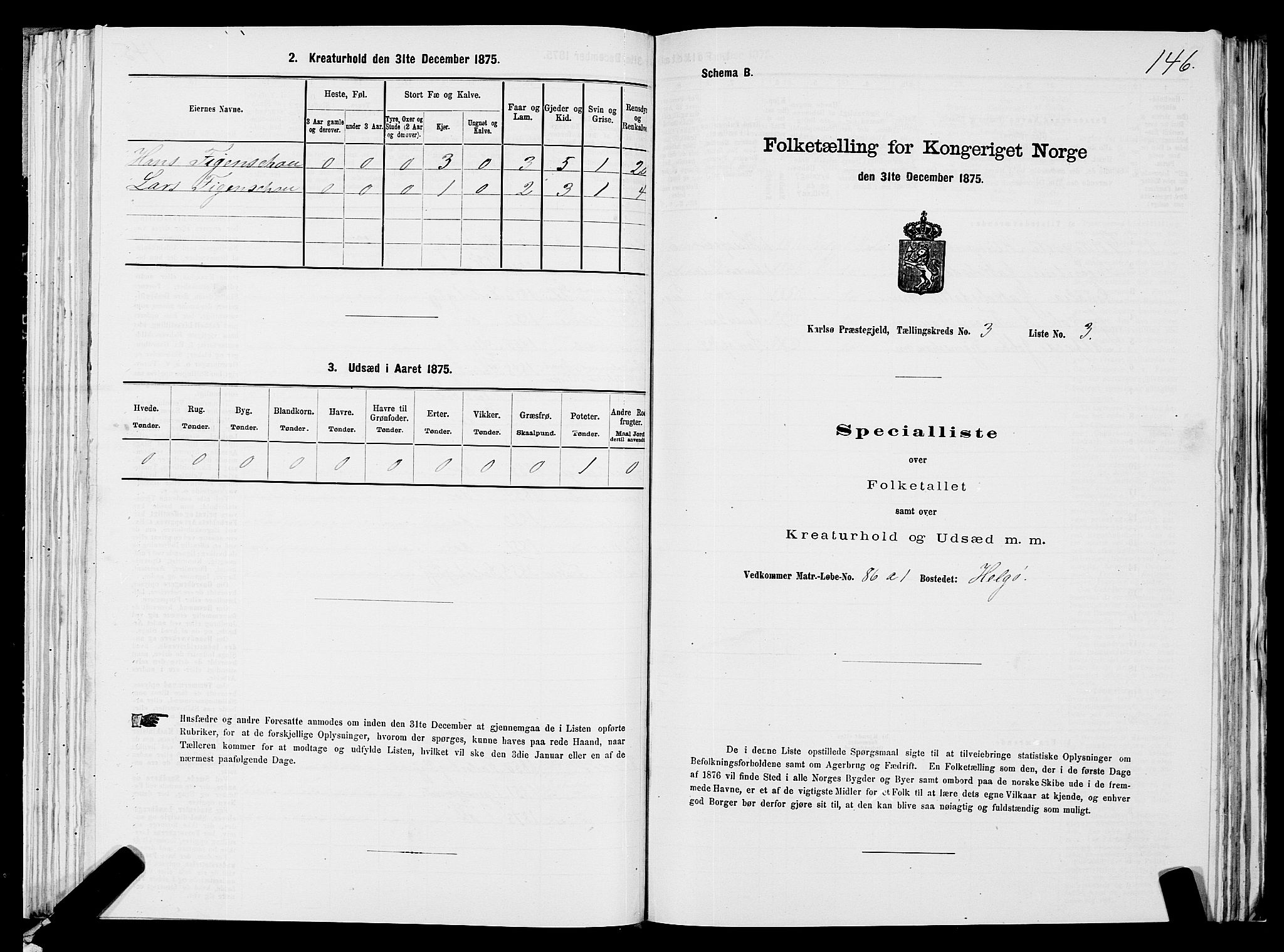 SATØ, 1875 census for 1936P Karlsøy, 1875, p. 2146