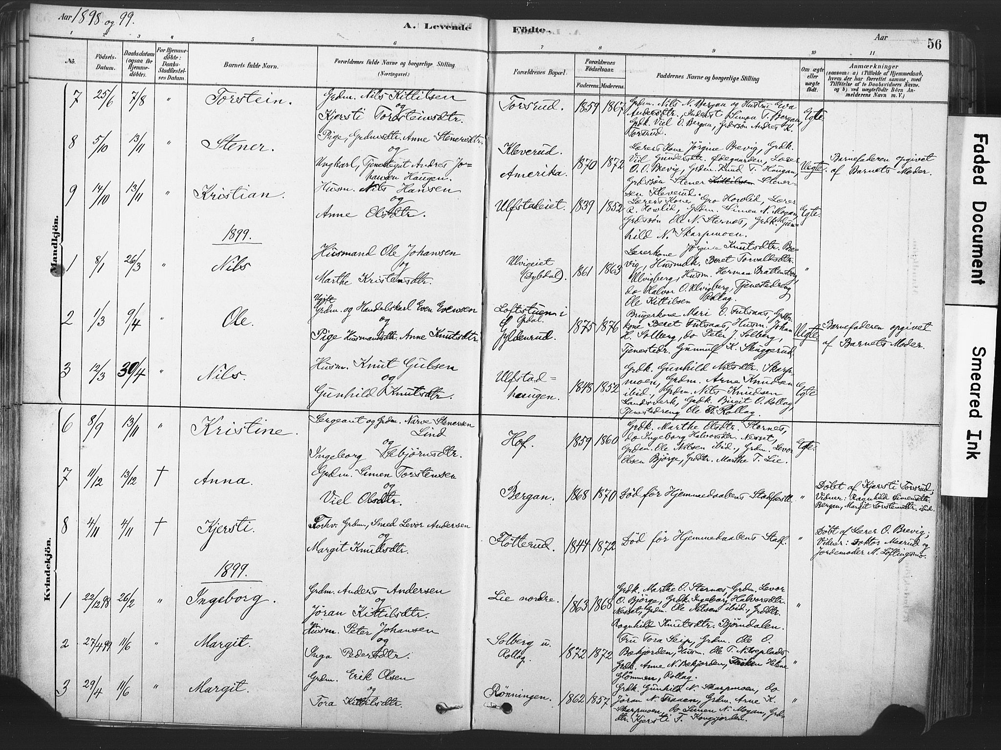 Rollag kirkebøker, SAKO/A-240/F/Fa/L0011: Parish register (official) no. I 11, 1878-1902, p. 56
