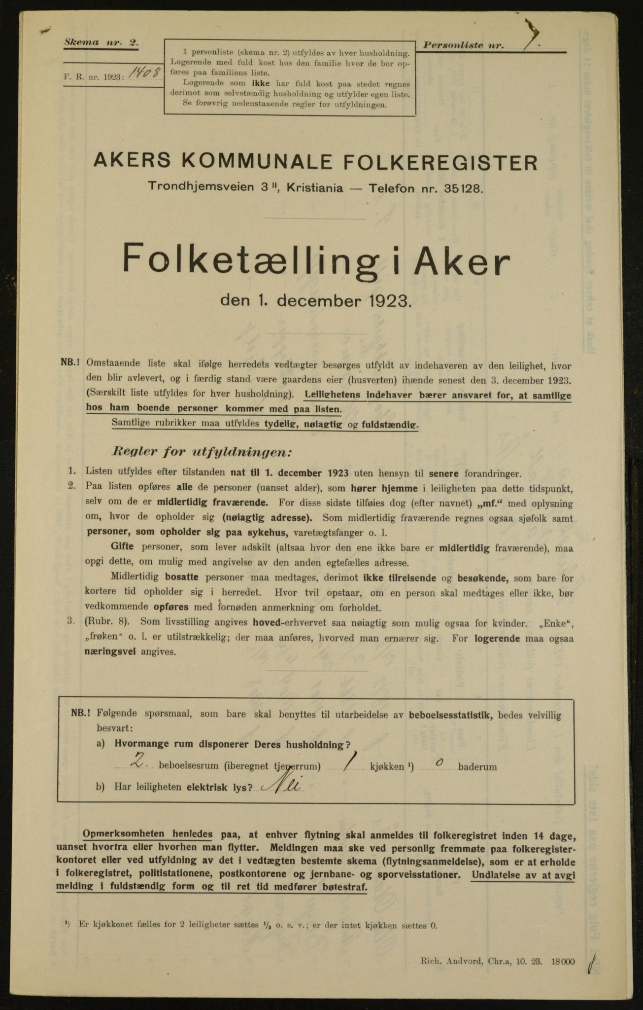 , Municipal Census 1923 for Aker, 1923, p. 31258