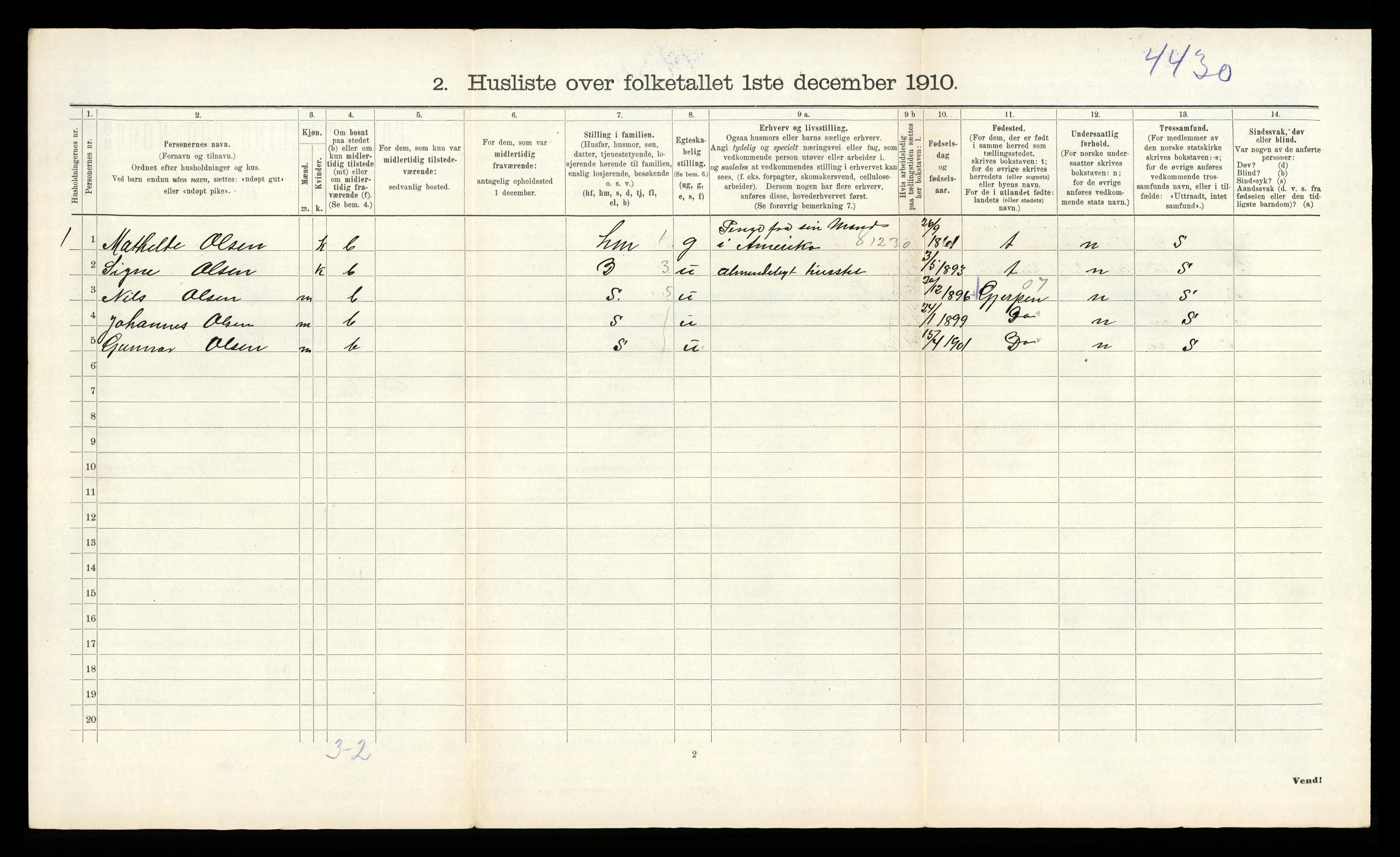 RA, 1910 census for Eidanger, 1910, p. 56