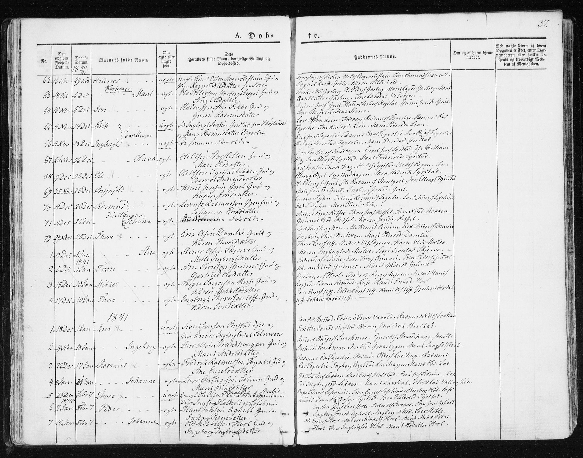 Ministerialprotokoller, klokkerbøker og fødselsregistre - Sør-Trøndelag, SAT/A-1456/672/L0855: Parish register (official) no. 672A07, 1829-1860, p. 37