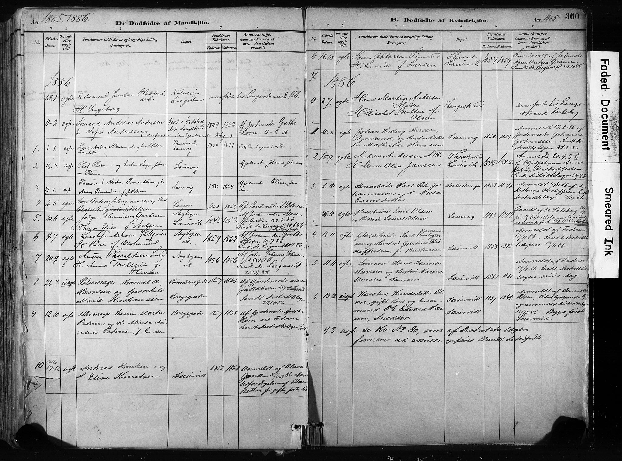 Larvik kirkebøker, AV/SAKO-A-352/F/Fa/L0009: Parish register (official) no. I 9, 1884-1904, p. 360