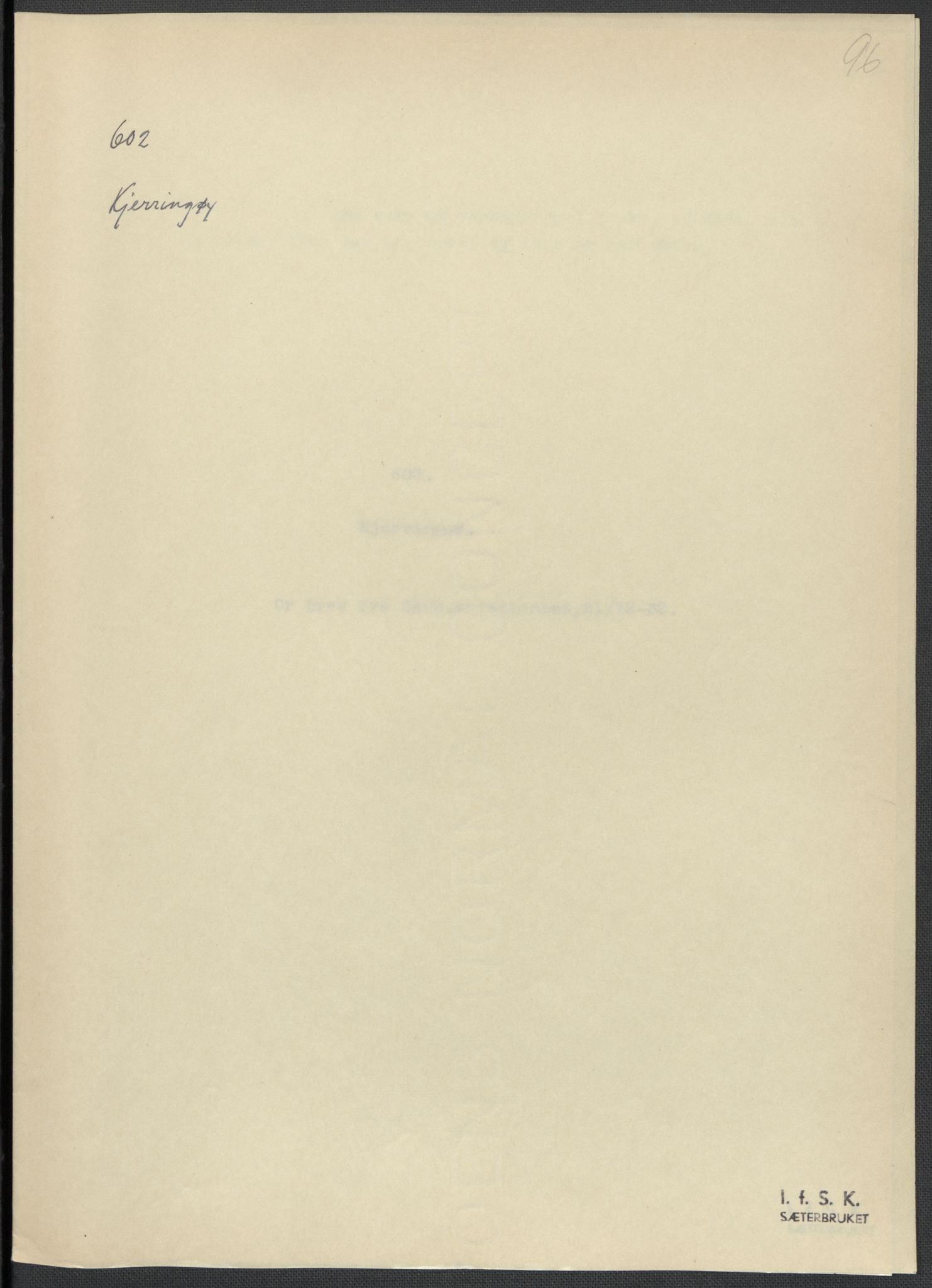 Instituttet for sammenlignende kulturforskning, RA/PA-0424/F/Fc/L0016/0002: Eske B16: / Nordland (perm XLVII), 1932-1936, p. 96