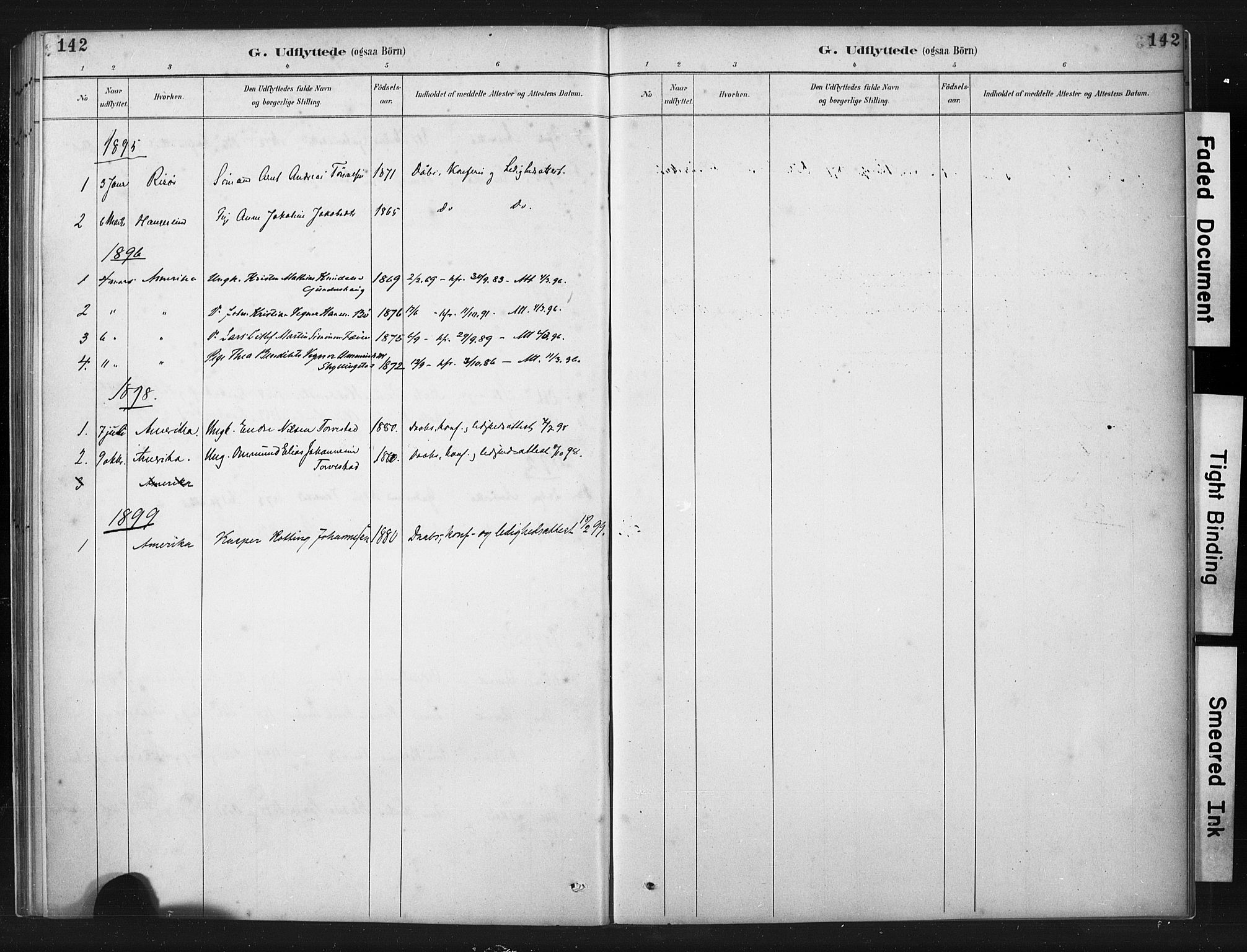 Torvastad sokneprestkontor, AV/SAST-A -101857/H/Ha/Haa/L0015: Parish register (official) no. A 14, 1888-1899, p. 142