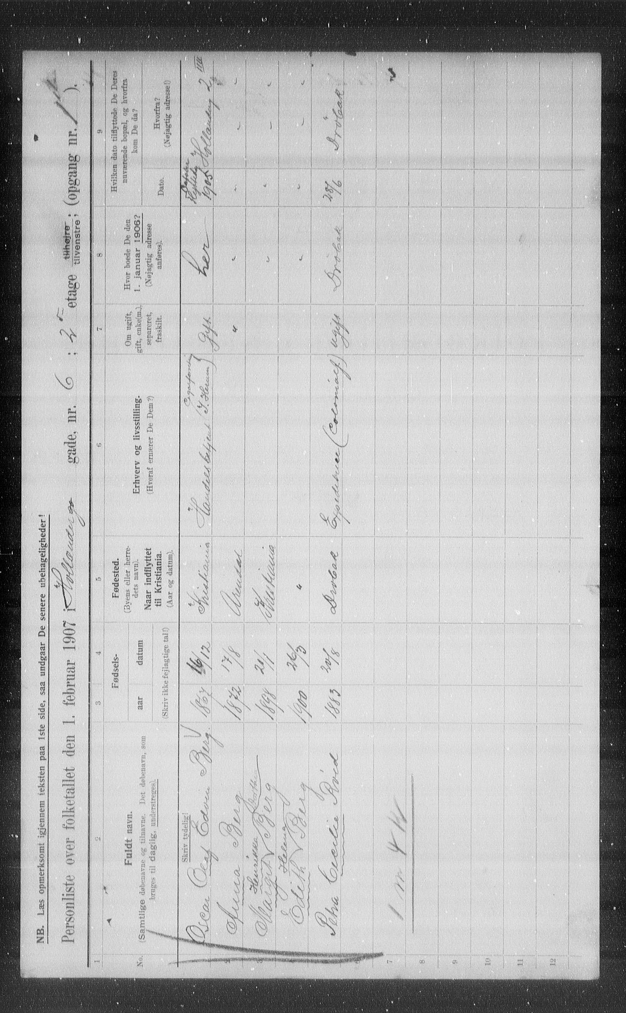 OBA, Municipal Census 1907 for Kristiania, 1907, p. 20937