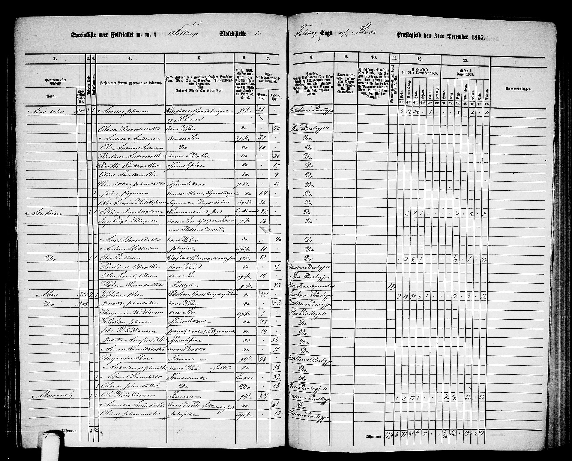 RA, 1865 census for Stod, 1865, p. 154