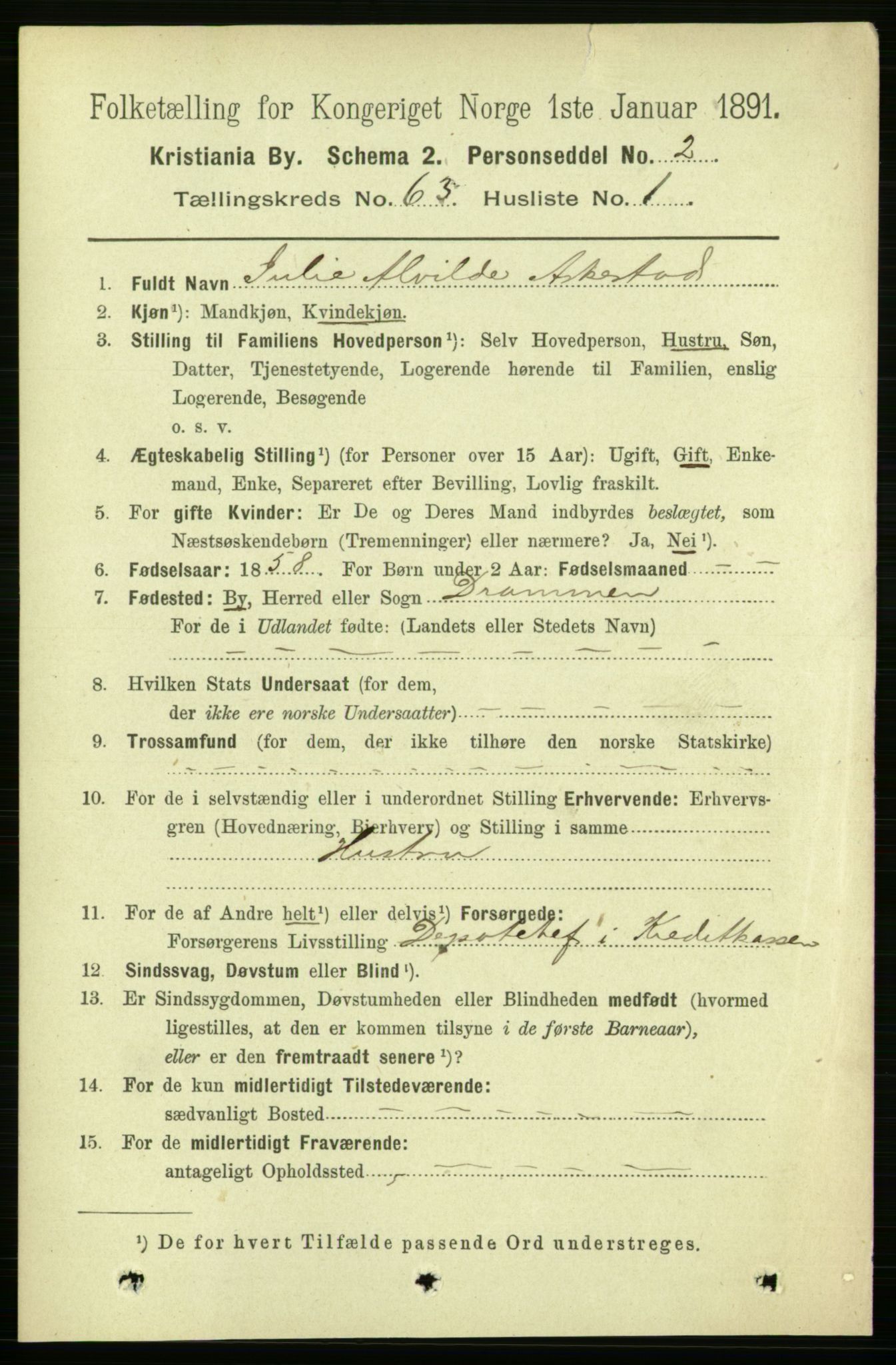 RA, 1891 census for 0301 Kristiania, 1891, p. 33841