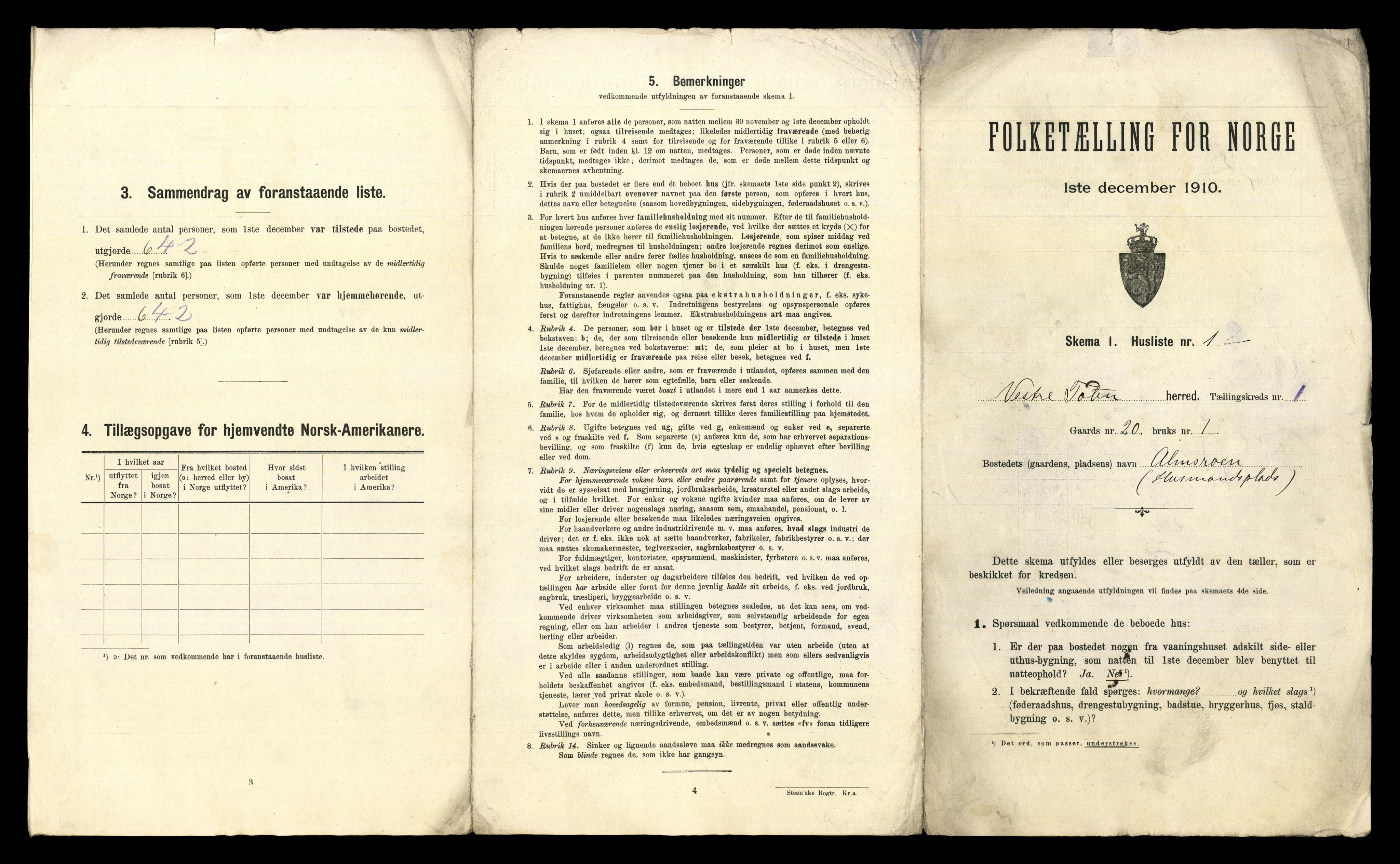 RA, 1910 census for Vestre Toten, 1910, p. 41