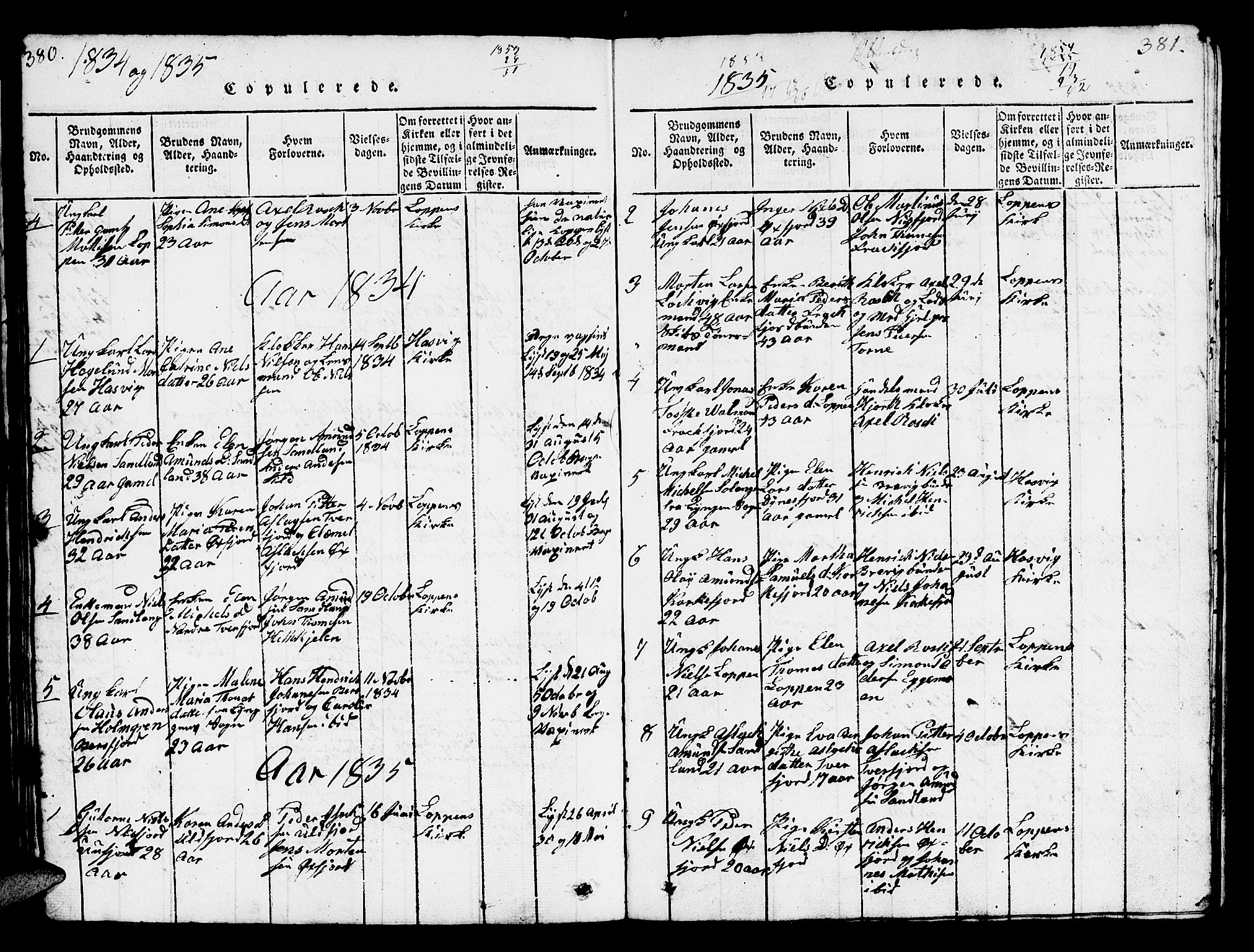 Loppa sokneprestkontor, SATØ/S-1339/H/Hb/L0001klokker: Parish register (copy) no. 1, 1820-1849, p. 380-381