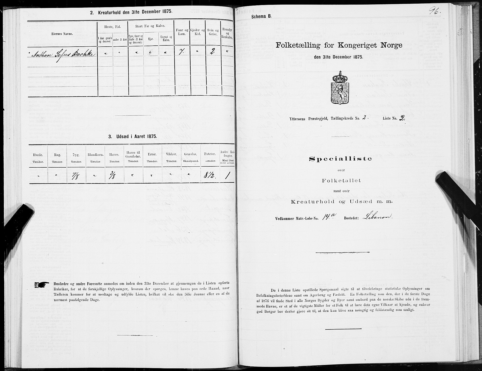 SAT, 1875 census for 1722P Ytterøy, 1875, p. 1096