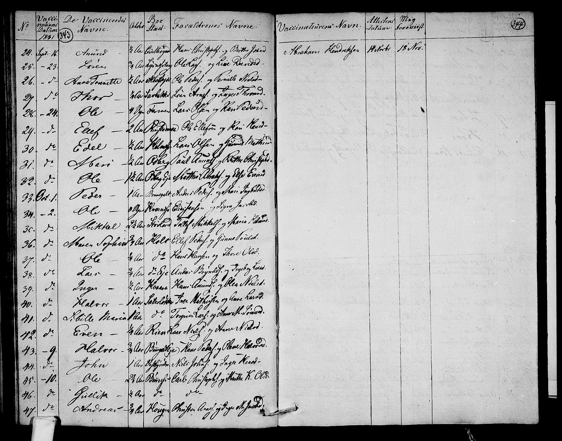 Hedrum kirkebøker, AV/SAKO-A-344/F/Fa/L0003: Parish register (official) no. I 3, 1807-1816, p. 343-344