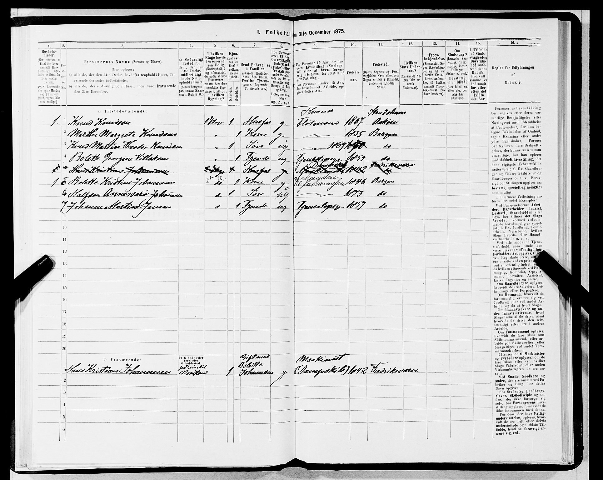 SAB, 1875 census for 1301 Bergen, 1875, p. 735