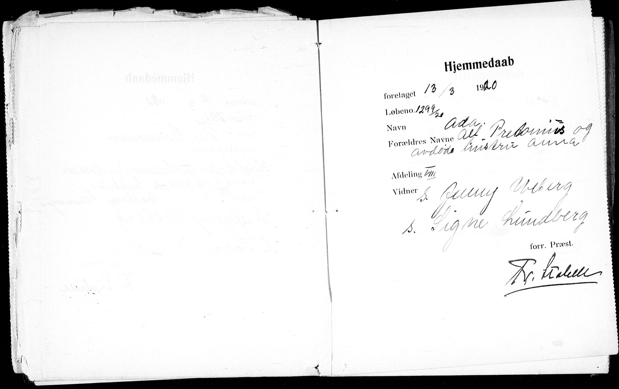 Ullevål sykehus prestekontor Kirkebøker, AV/SAO-A-10542a/K/Ka/L0003: Baptism register no. 3, 1914-1921