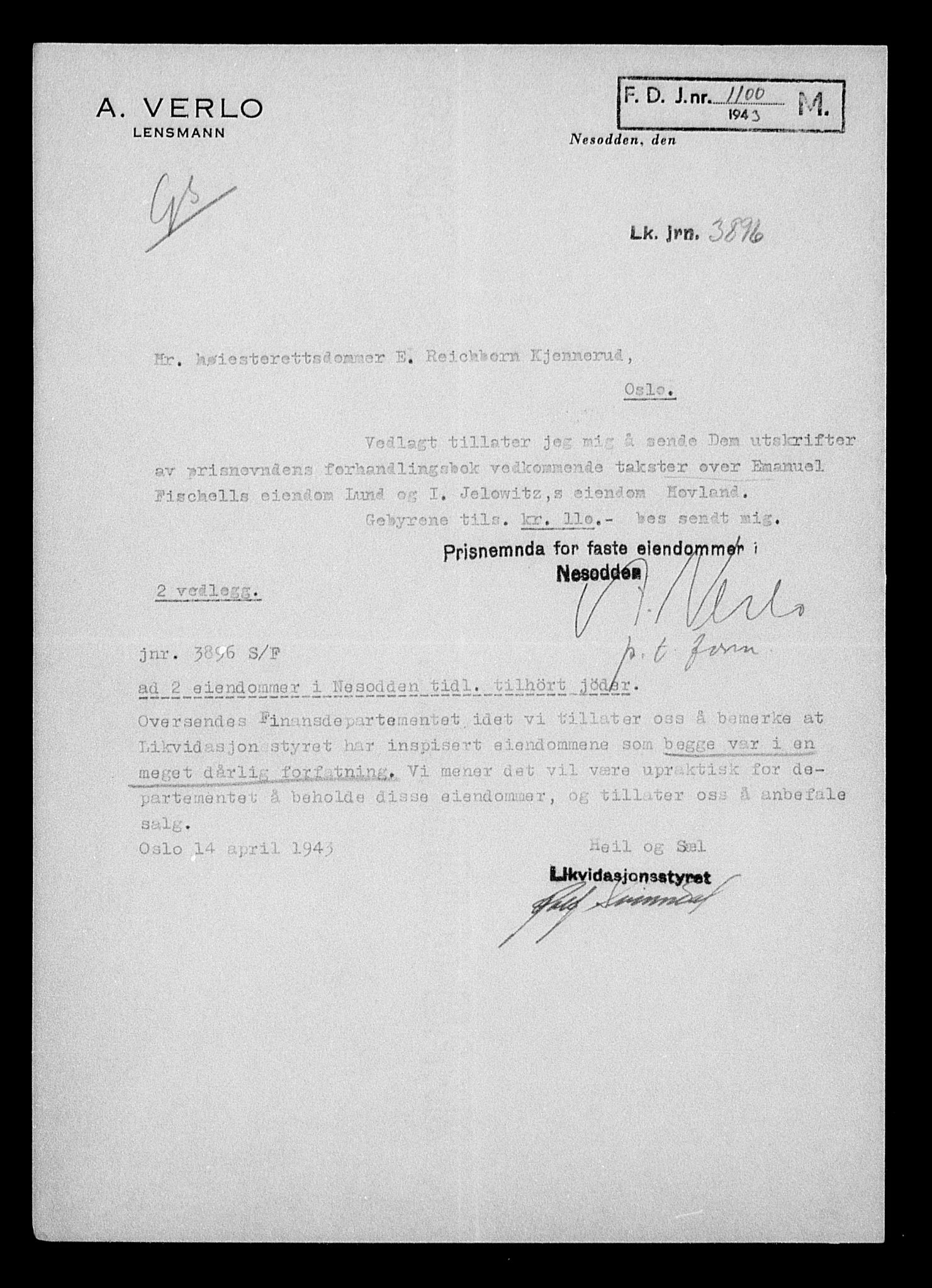 Justisdepartementet, Tilbakeføringskontoret for inndratte formuer, AV/RA-S-1564/H/Hc/Hcc/L0948: --, 1945-1947, p. 253