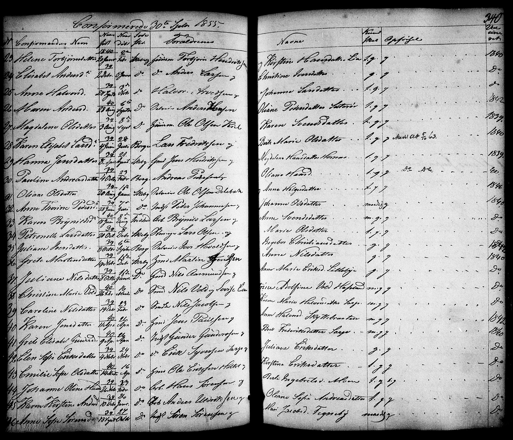 Skjeberg prestekontor Kirkebøker, AV/SAO-A-10923/F/Fa/L0006: Parish register (official) no. I 6, 1846-1858, p. 340