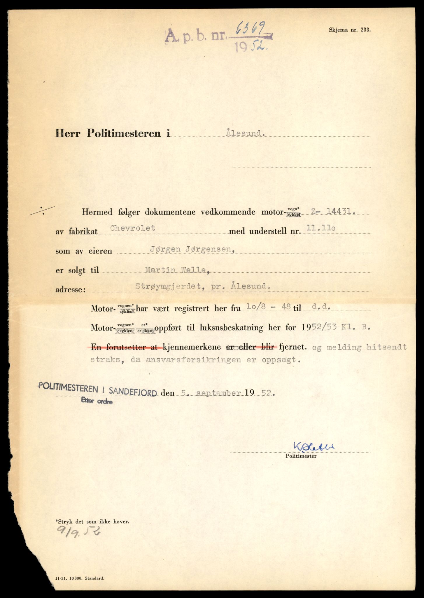 Møre og Romsdal vegkontor - Ålesund trafikkstasjon, AV/SAT-A-4099/F/Fe/L0022: Registreringskort for kjøretøy T 10584 - T 10694, 1927-1998, p. 529