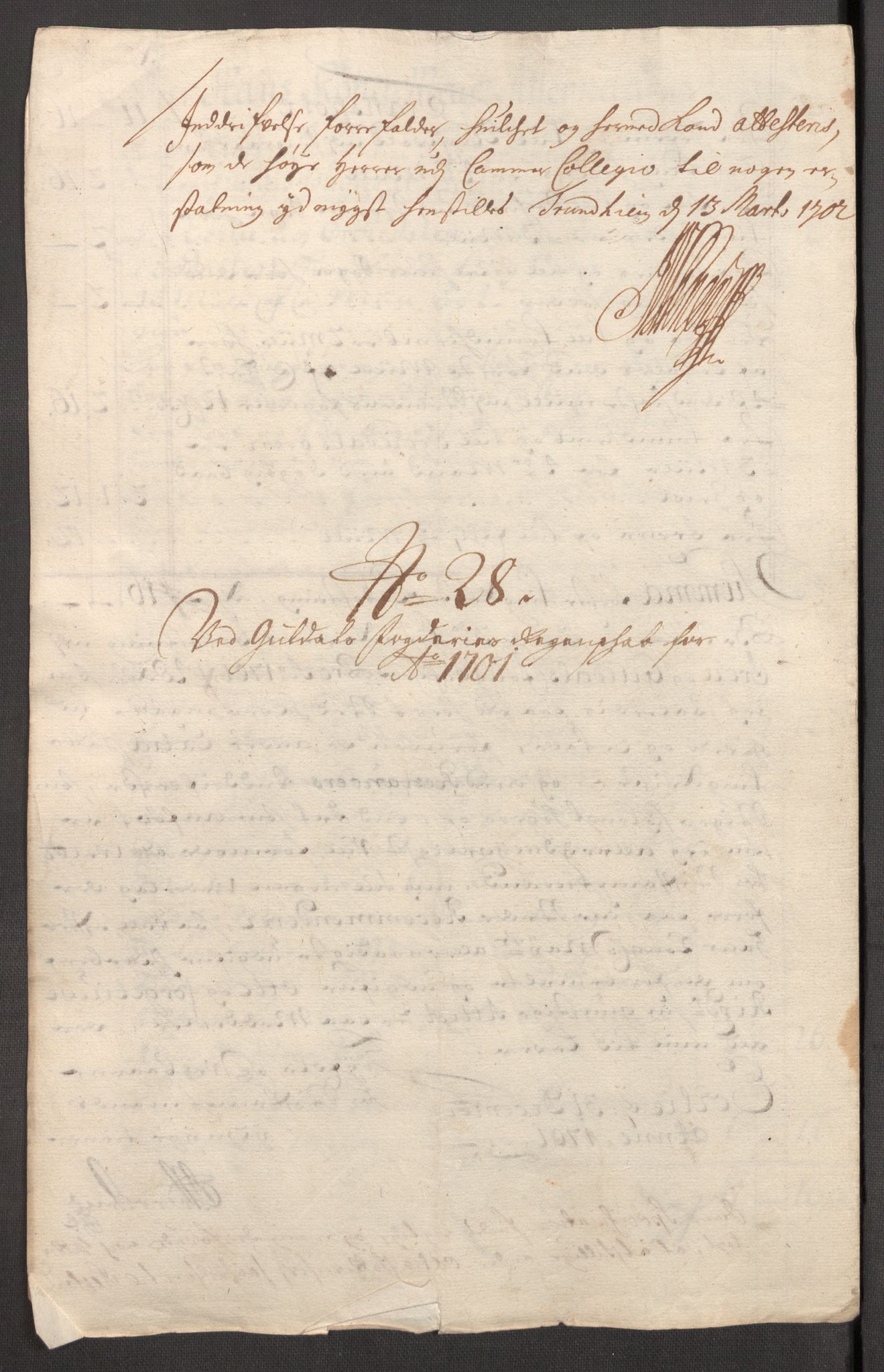 Rentekammeret inntil 1814, Reviderte regnskaper, Fogderegnskap, AV/RA-EA-4092/R60/L3951: Fogderegnskap Orkdal og Gauldal, 1701, p. 332