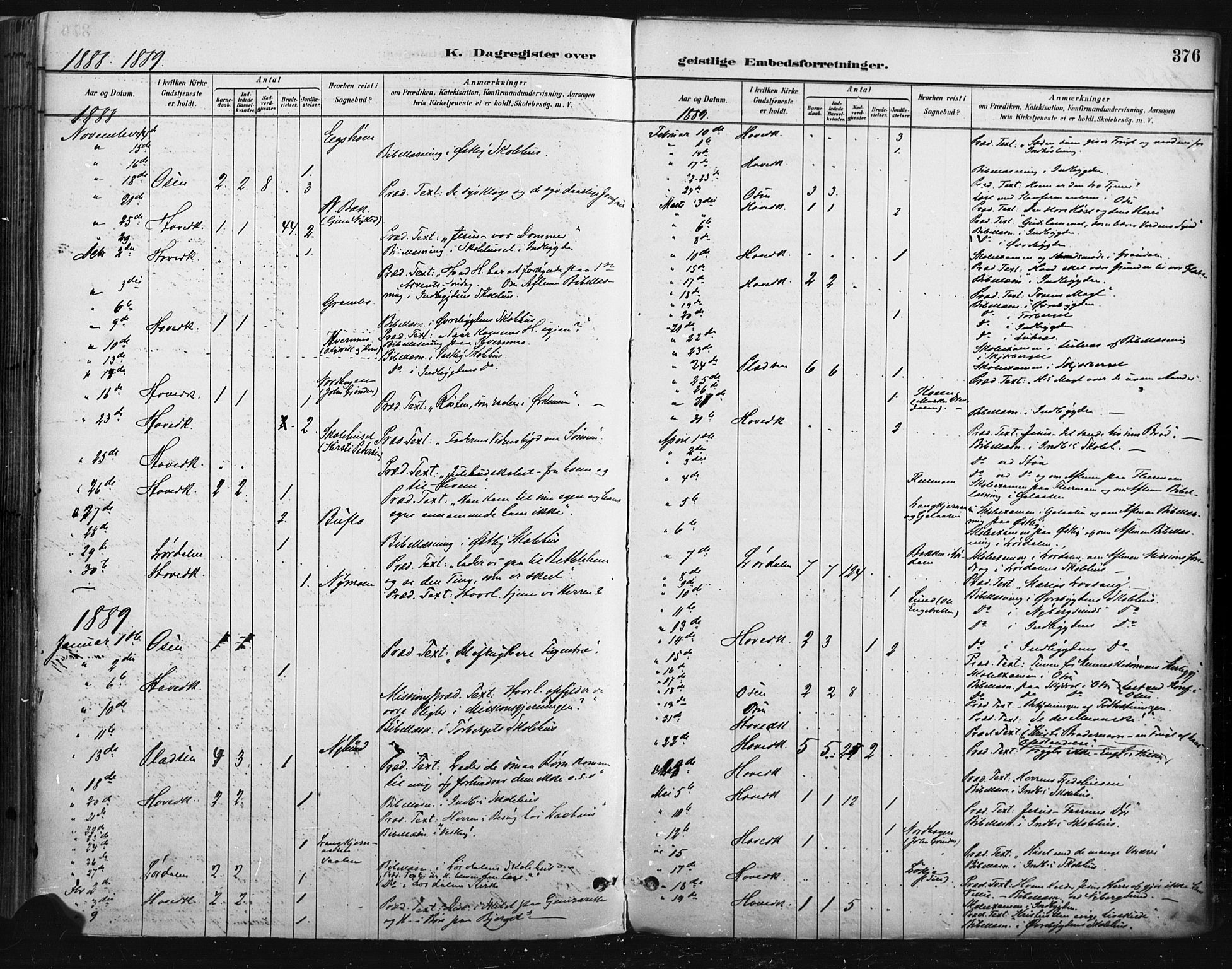 Trysil prestekontor, SAH/PREST-046/H/Ha/Haa/L0009: Parish register (official) no. 9, 1881-1897, p. 376