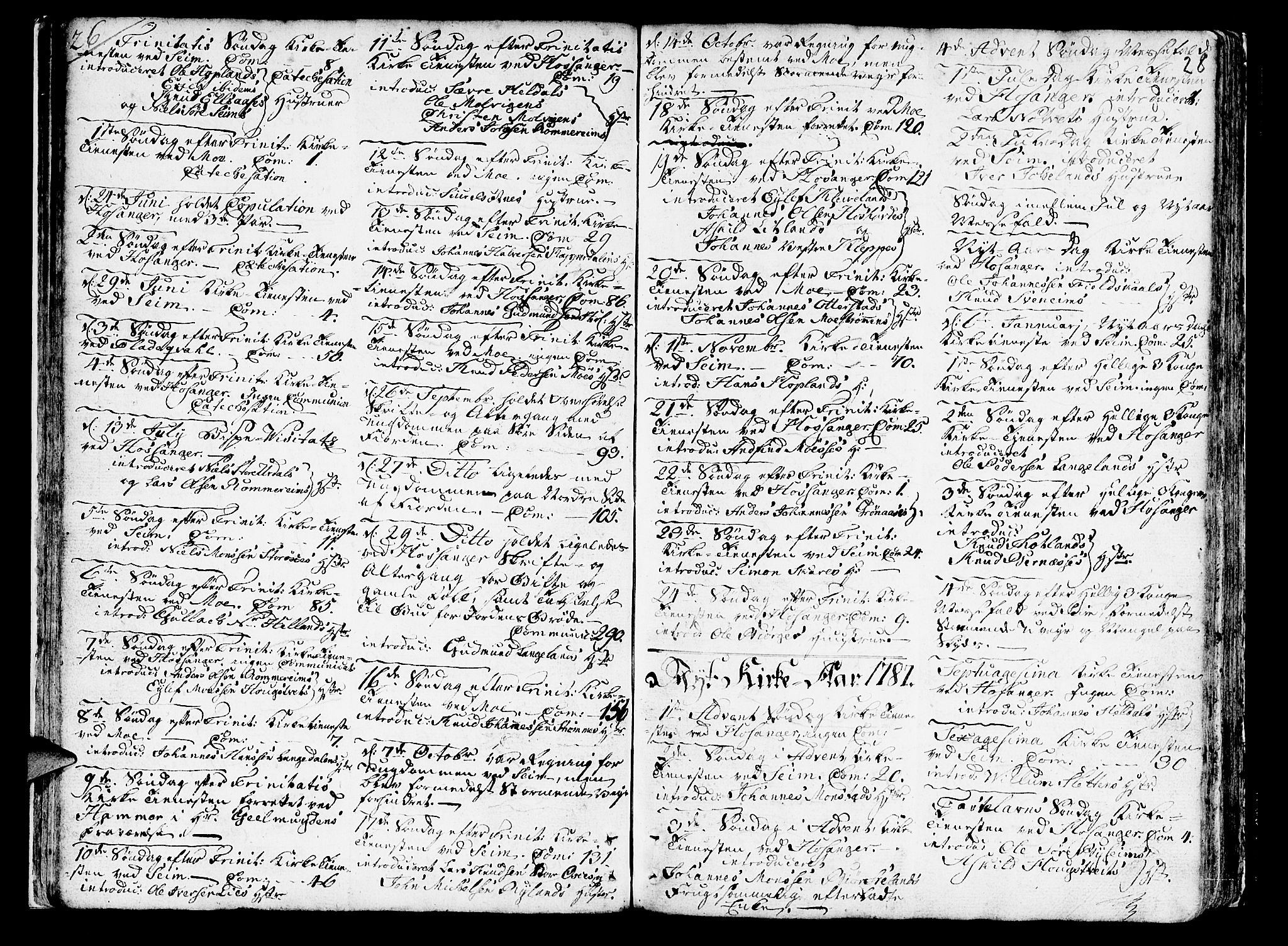 Hosanger sokneprestembete, AV/SAB-A-75801/H/Haa: Parish register (official) no. A 2 /1, 1766-1793, p. 28