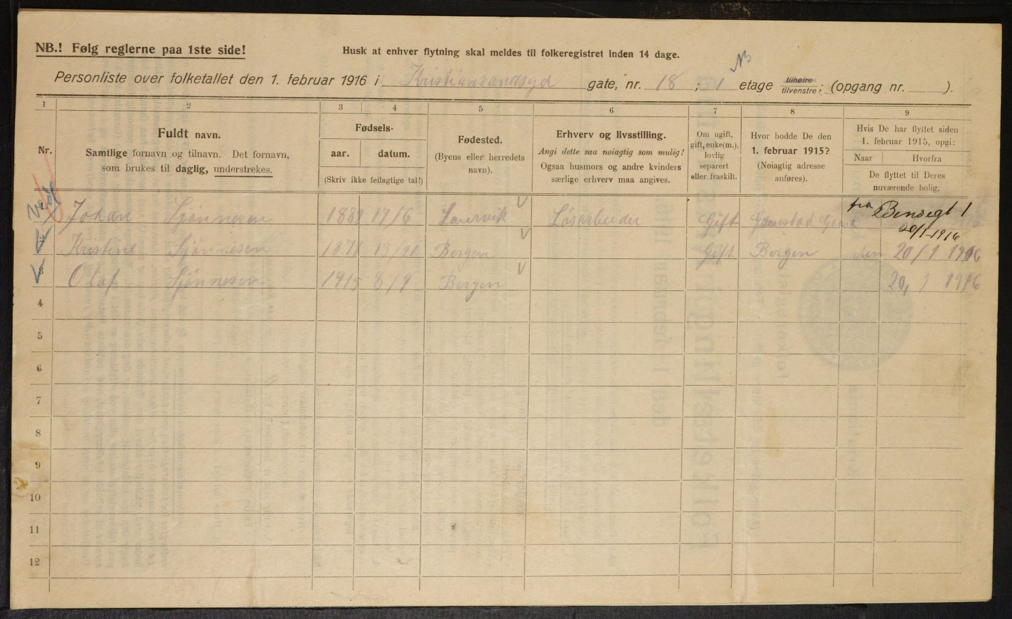 OBA, Municipal Census 1916 for Kristiania, 1916, p. 55633