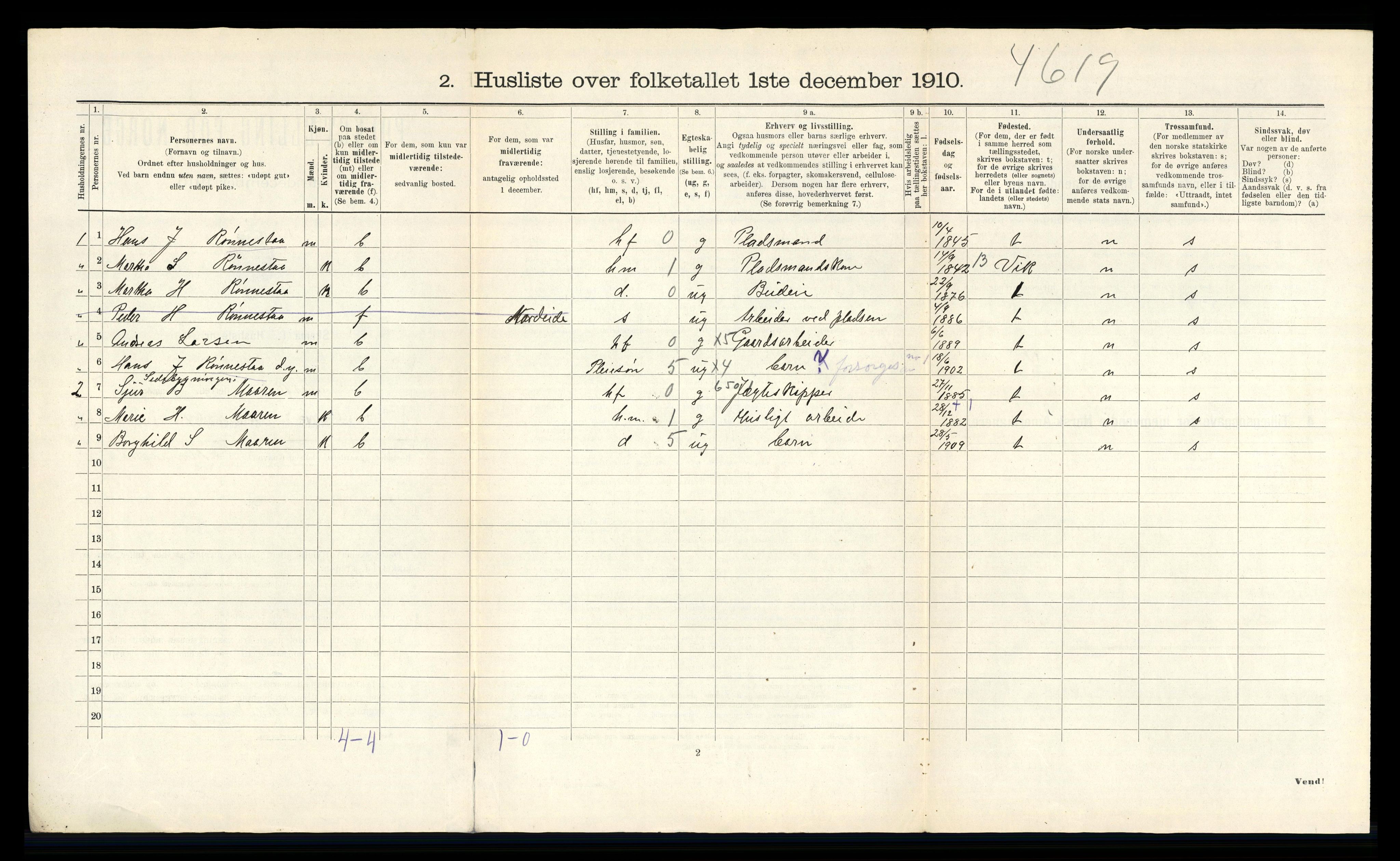 RA, 1910 census for Kyrkjebø, 1910, p. 526