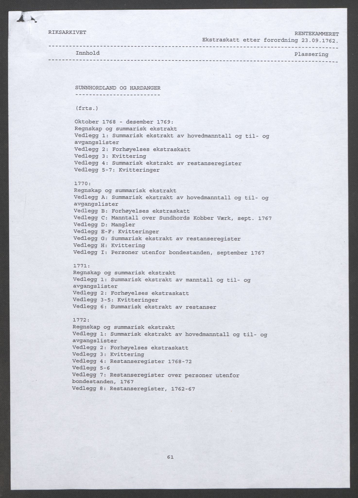 Rentekammeret inntil 1814, Reviderte regnskaper, Fogderegnskap, RA/EA-4092/R48/L3136: Ekstraskatten Sunnhordland og Hardanger, 1762-1772, p. 3