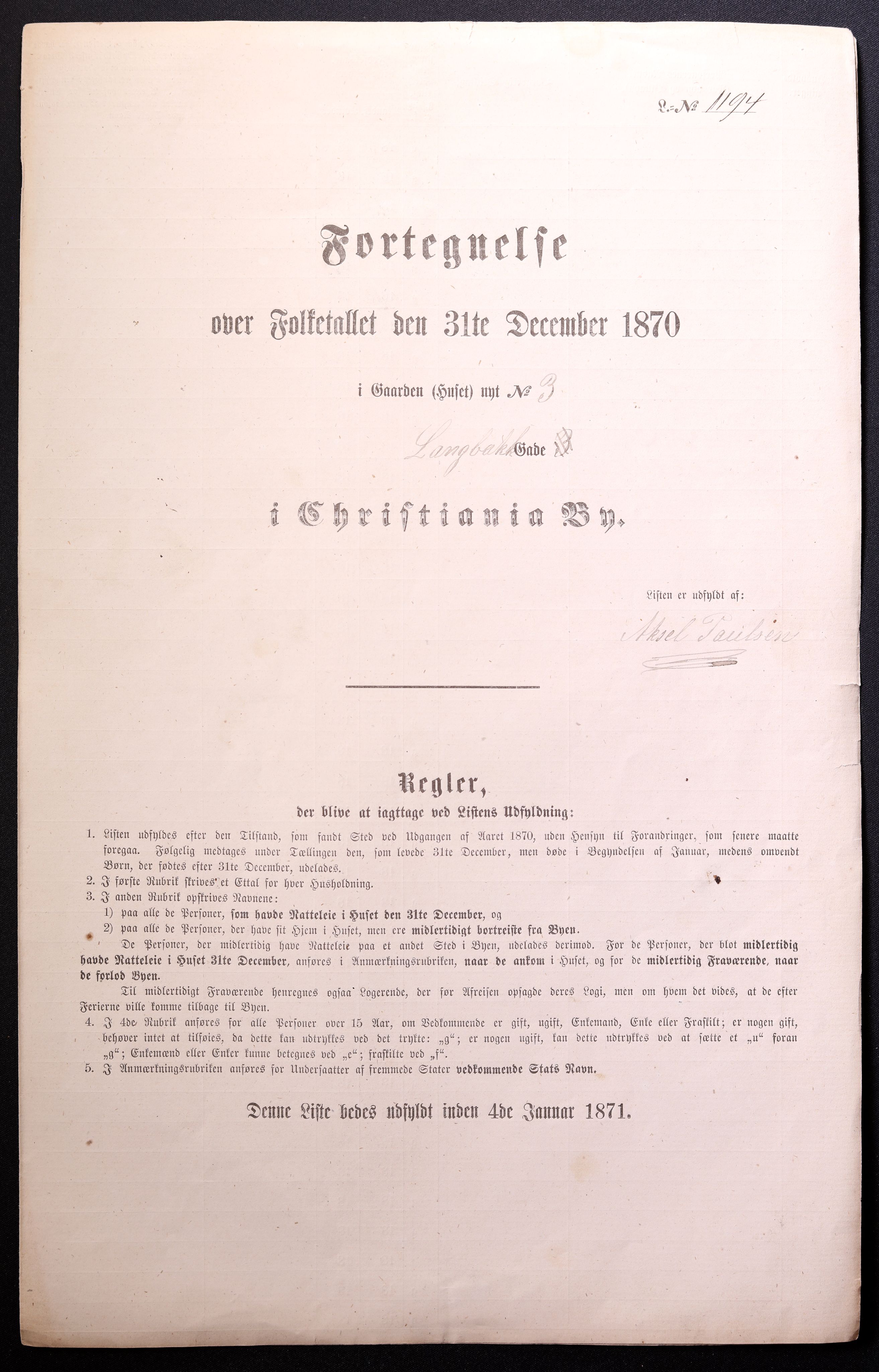 RA, 1870 census for 0301 Kristiania, 1870, p. 1883