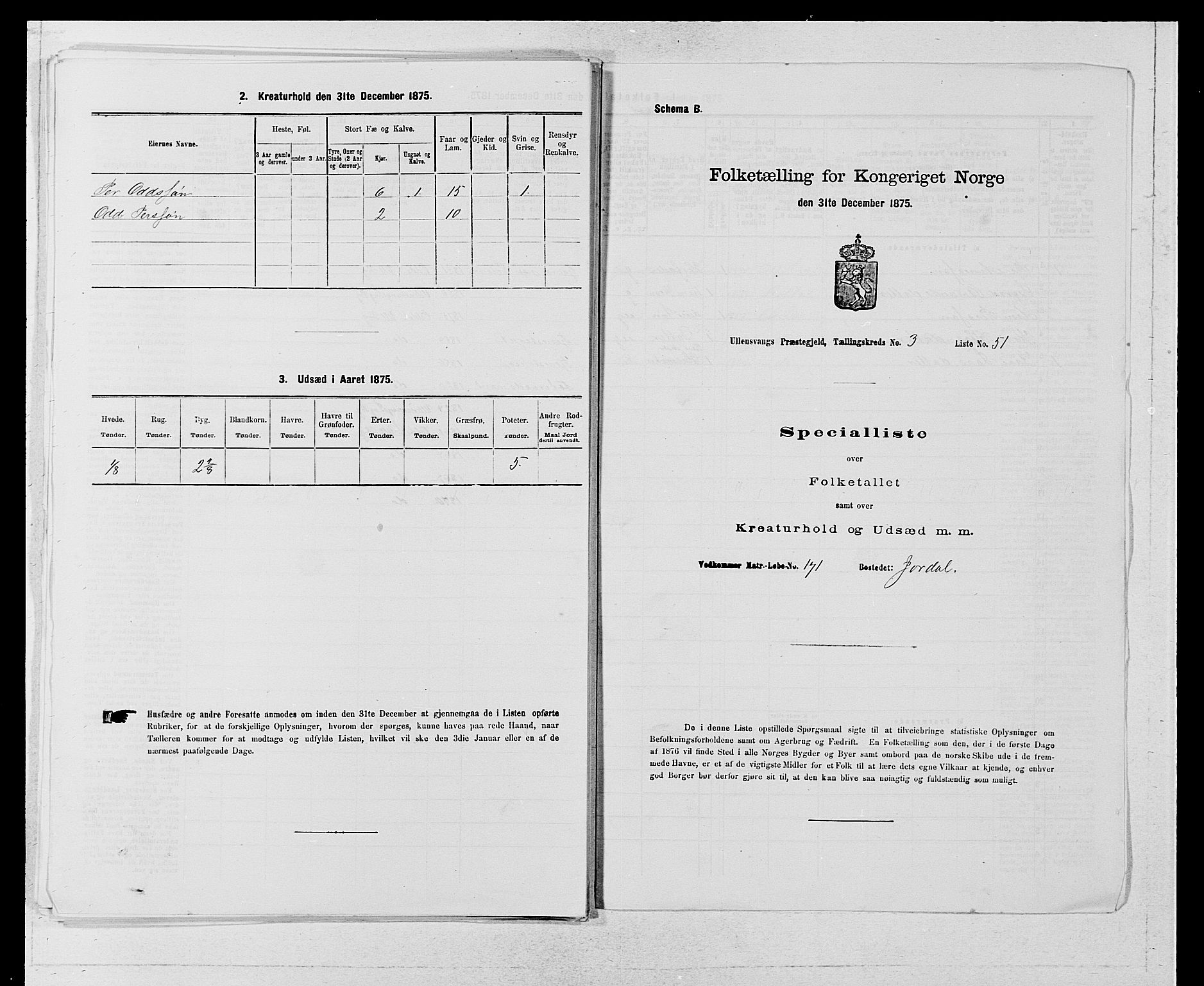 SAB, 1875 census for 1230P Ullensvang, 1875, p. 289