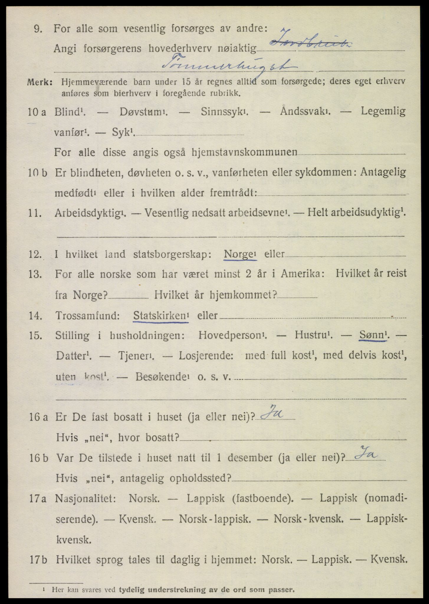 SAT, 1920 census for Kolvereid, 1920, p. 5114