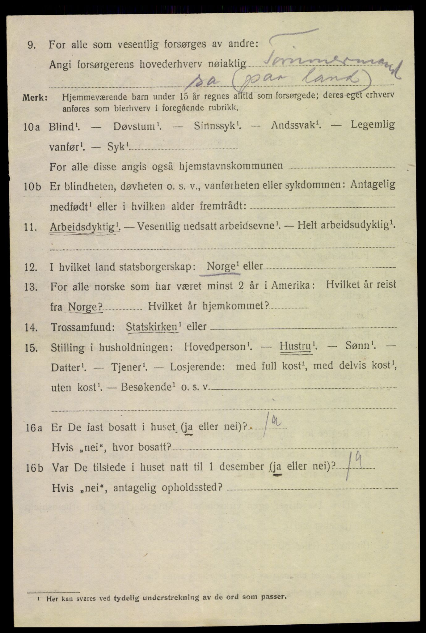 SAK, 1920 census for Mandal, 1920, p. 6992