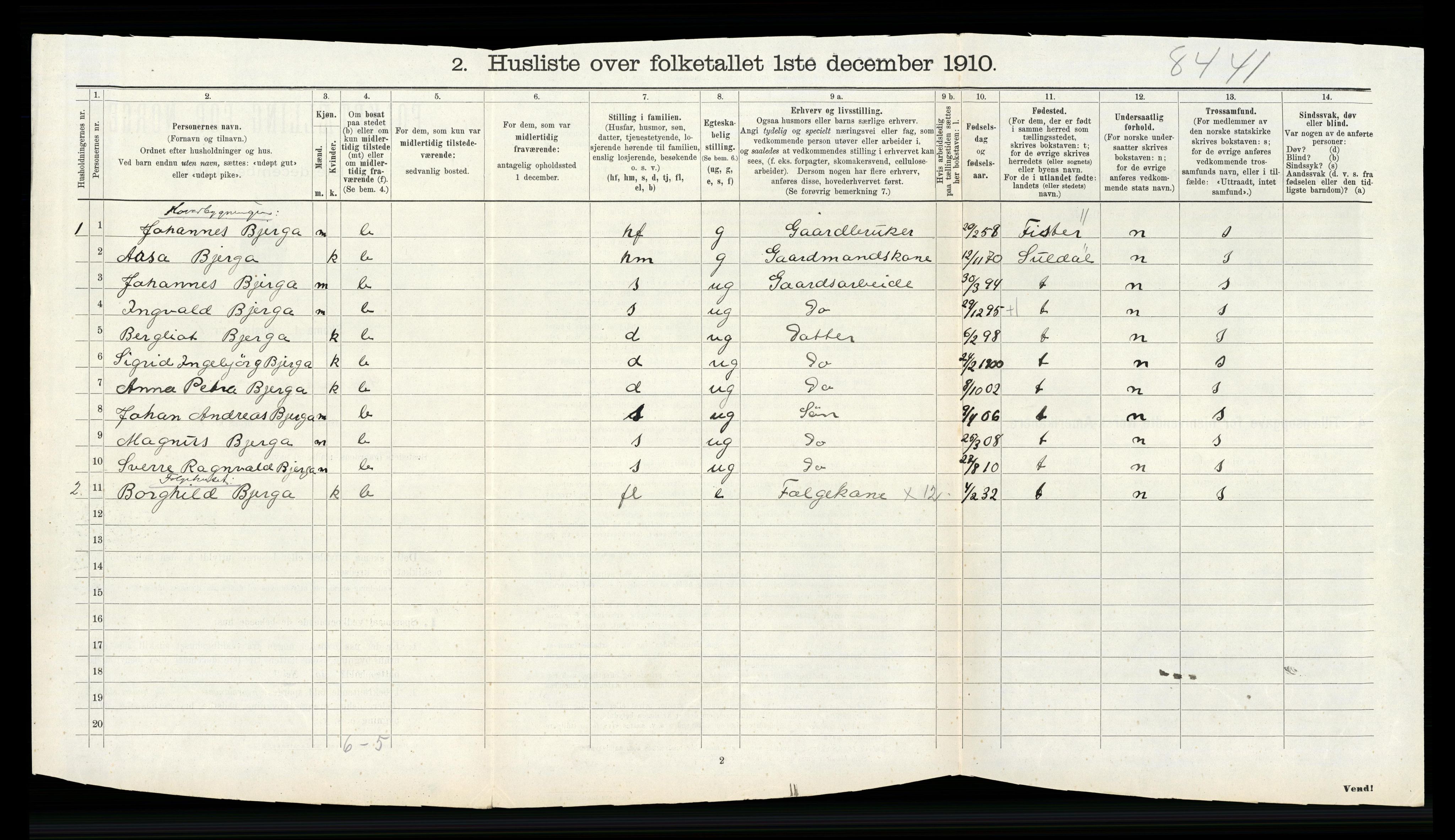 RA, 1910 census for Sjernarøy, 1910, p. 134