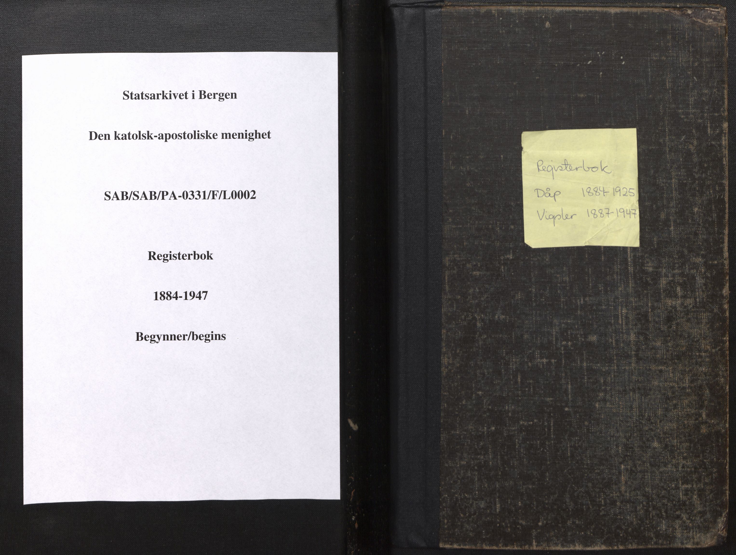 Den katolsk-apostoliske menighet, SAB/SAB/PA-0331/F/L0002: Dissenter register no. 2, 1884-1947