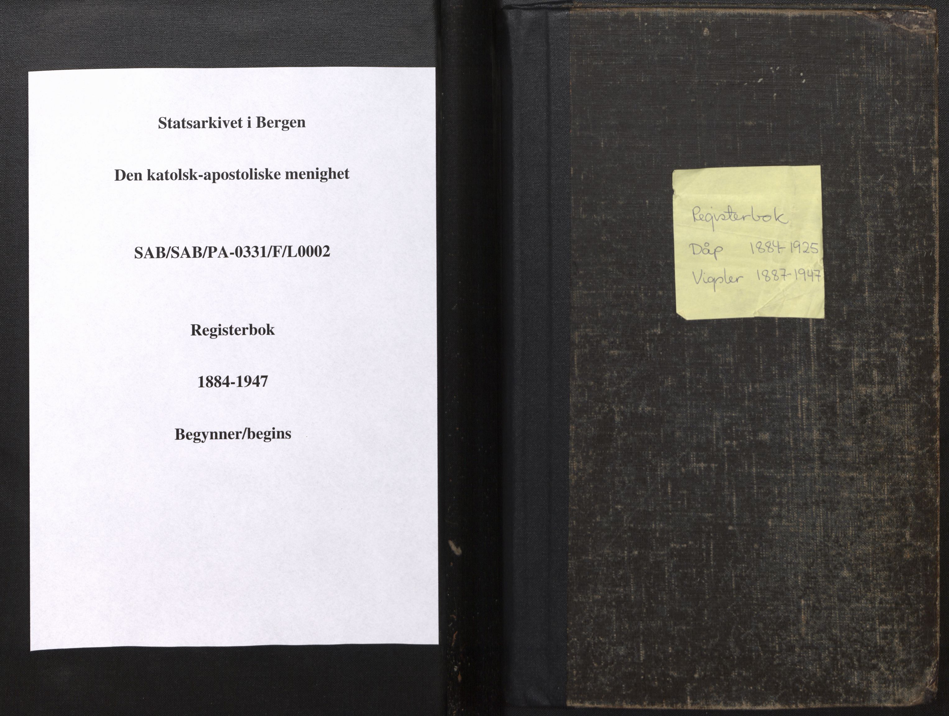 Den katolsk-apostoliske menighet, AV/SAB-SAB/PA-0331/F/L0002: Dissenter register no. 2, 1884-1947