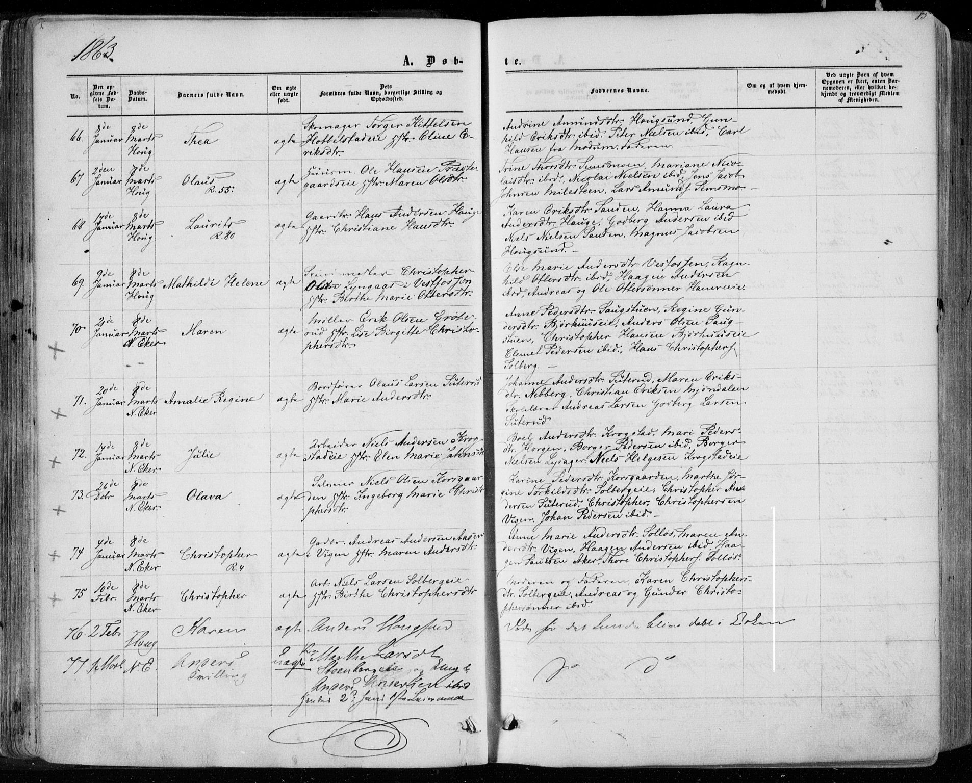 Eiker kirkebøker, AV/SAKO-A-4/F/Fa/L0016: Parish register (official) no. I 16, 1860-1868, p. 85