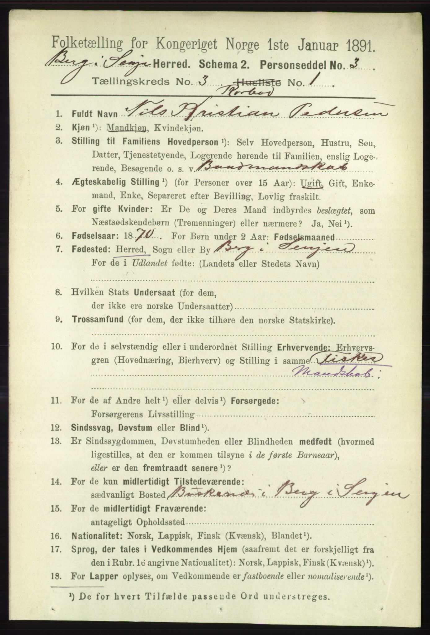 RA, 1891 census for 1929 Berg, 1891, p. 1350