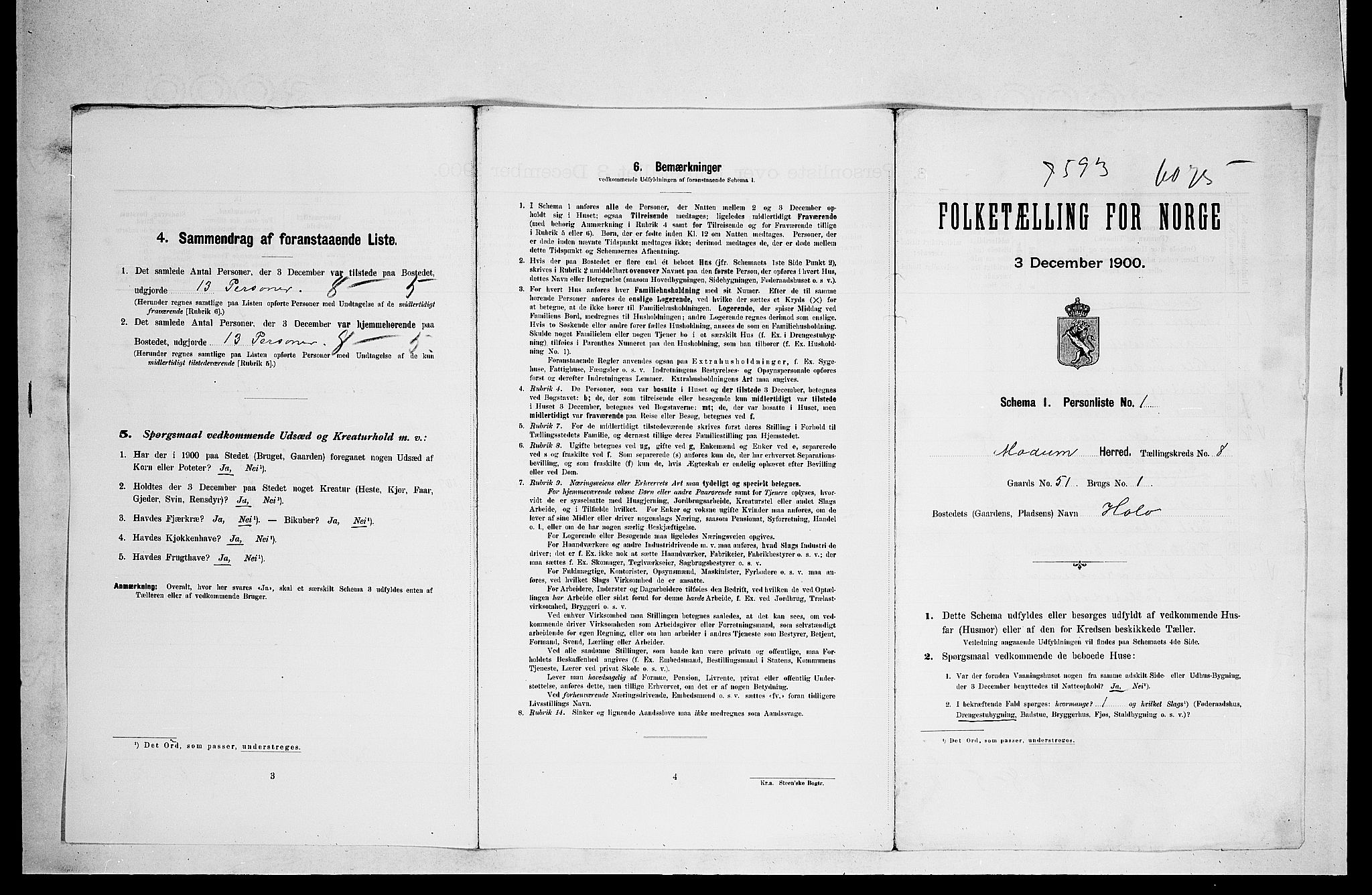 RA, 1900 census for Modum, 1900, p. 361