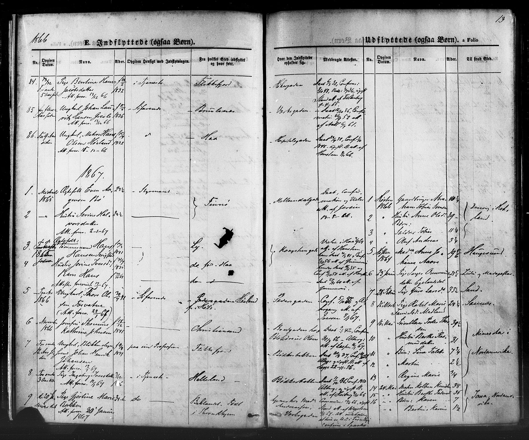 St. Petri sokneprestkontor, SAST/A-101813/001/30/30BA/L0006: Parish register (official) no. A 6, 1863-1878, p. 13