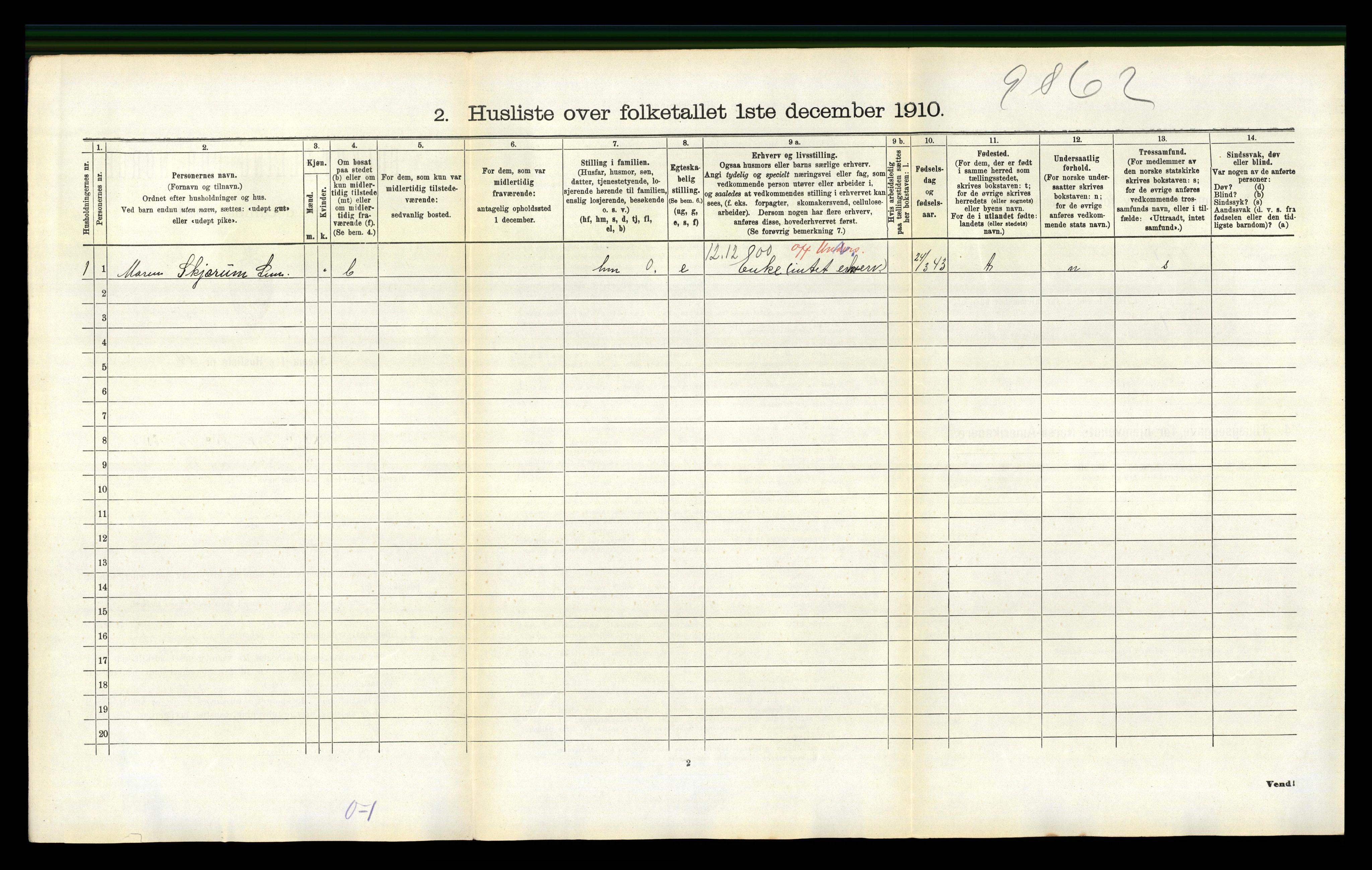 RA, 1910 census for Gjerpen, 1910, p. 892