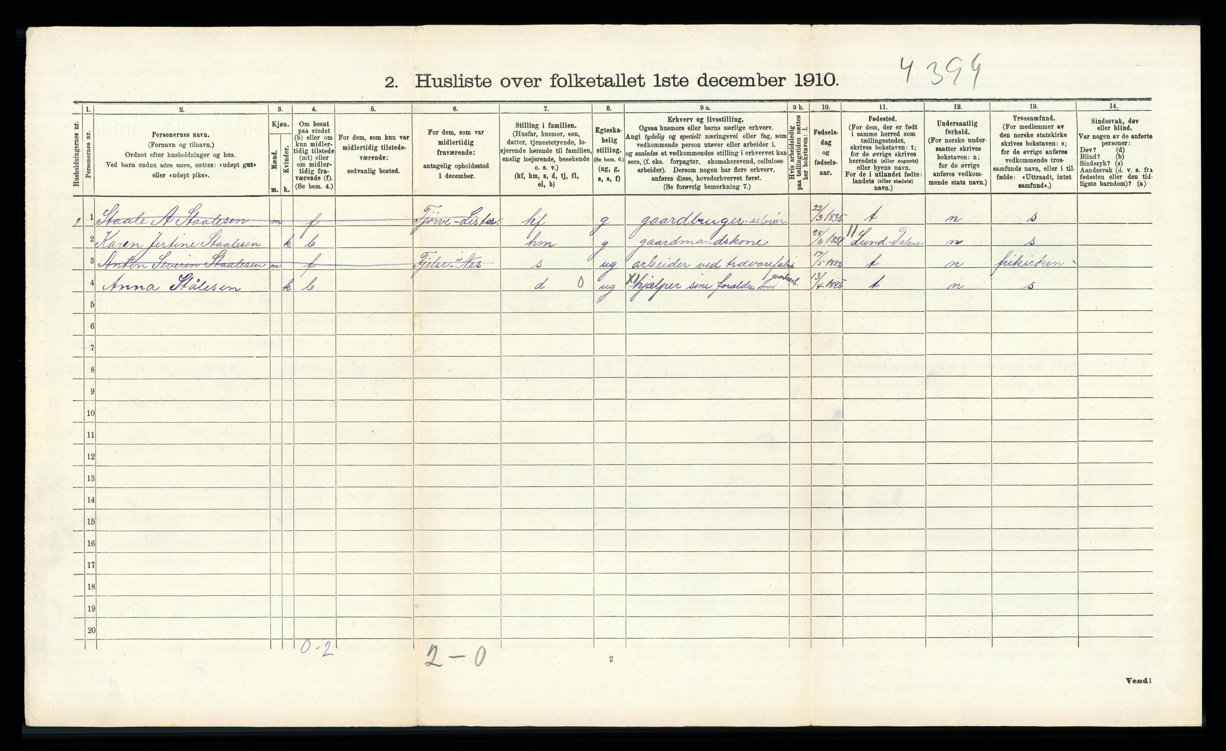 RA, 1910 census for Hidra, 1910, p. 530