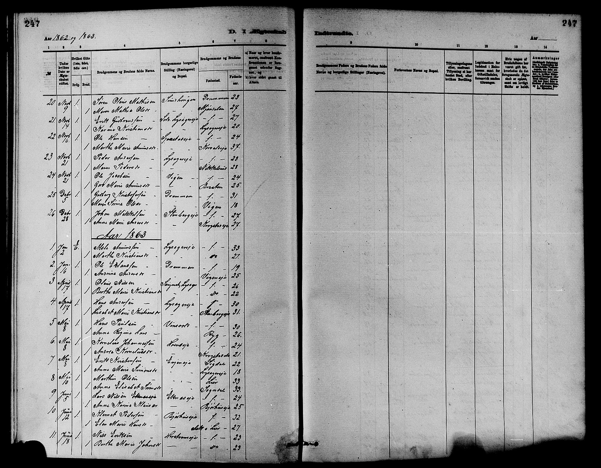 Nedre Eiker kirkebøker, SAKO/A-612/F/Fa/L0001: Parish register (official) no. 1, 1853-1877, p. 247