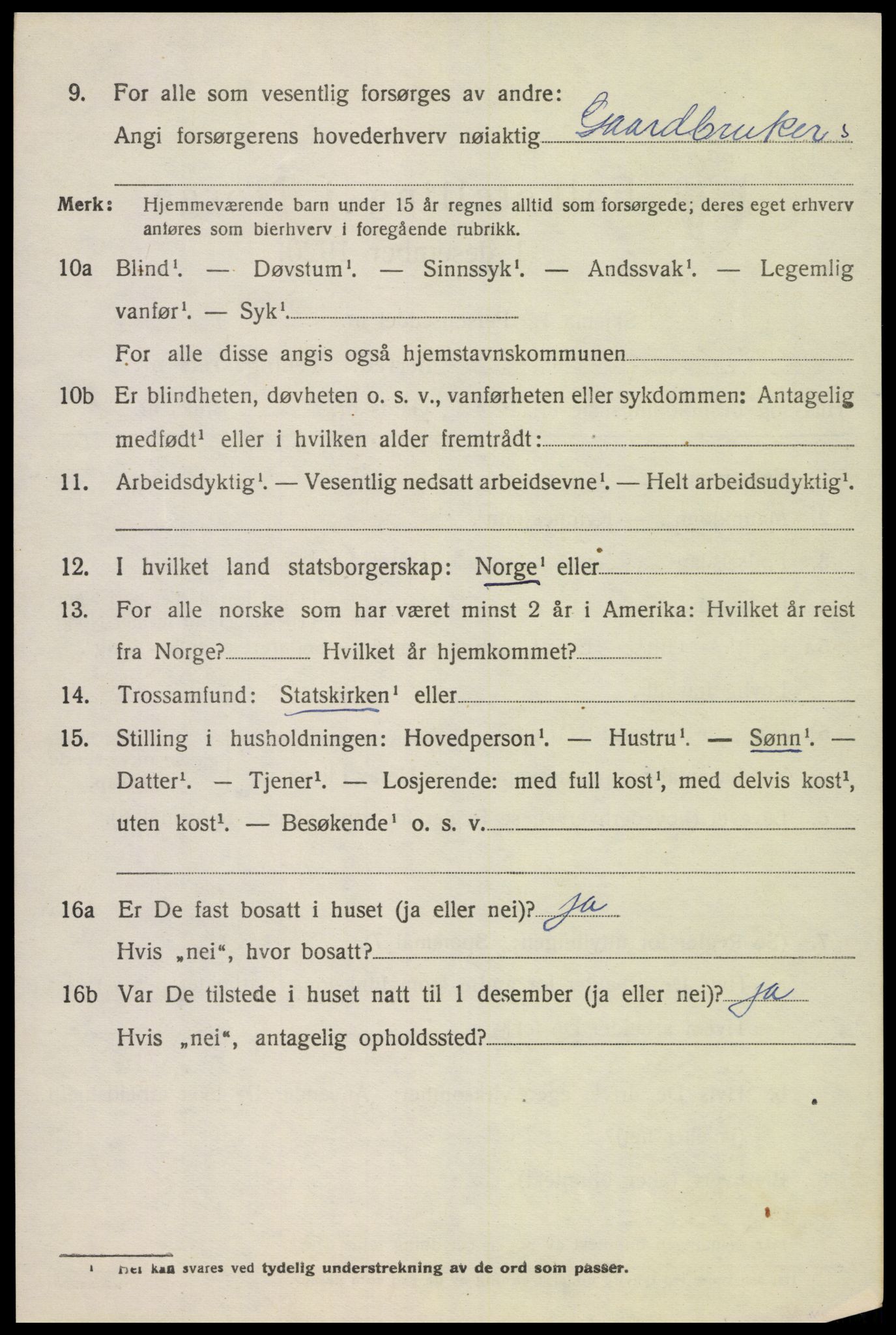 SAK, 1920 census for Grindheim, 1920, p. 1844