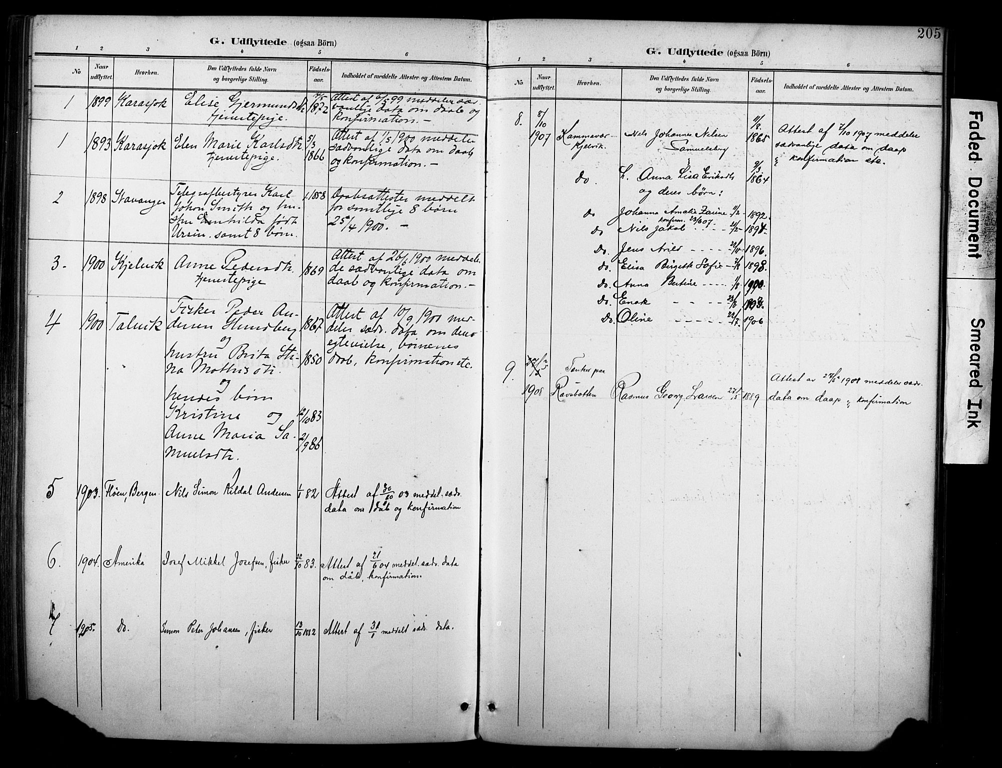 Kistrand/Porsanger sokneprestembete, SATØ/S-1351/H/Ha/L0013.kirke: Parish register (official) no. 13, 1899-1907, p. 205